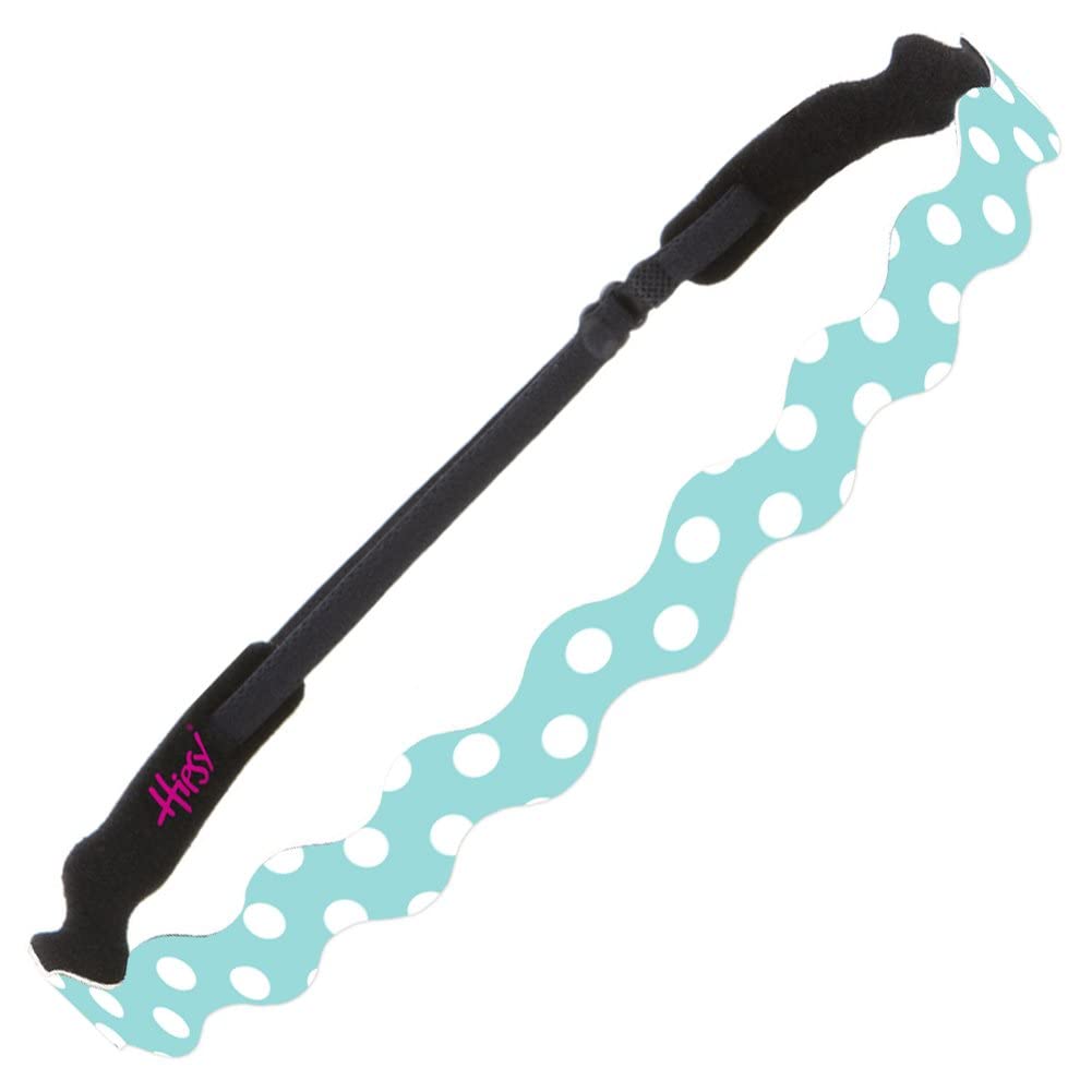 Hipsy Adjustable Non-Slip Wave Print Sports Headbands for Women - 3 Pack (Polka Dot Light Pink, Seafoam, Light Purple) - Perfect for Running, Yoga, Workouts & Gym