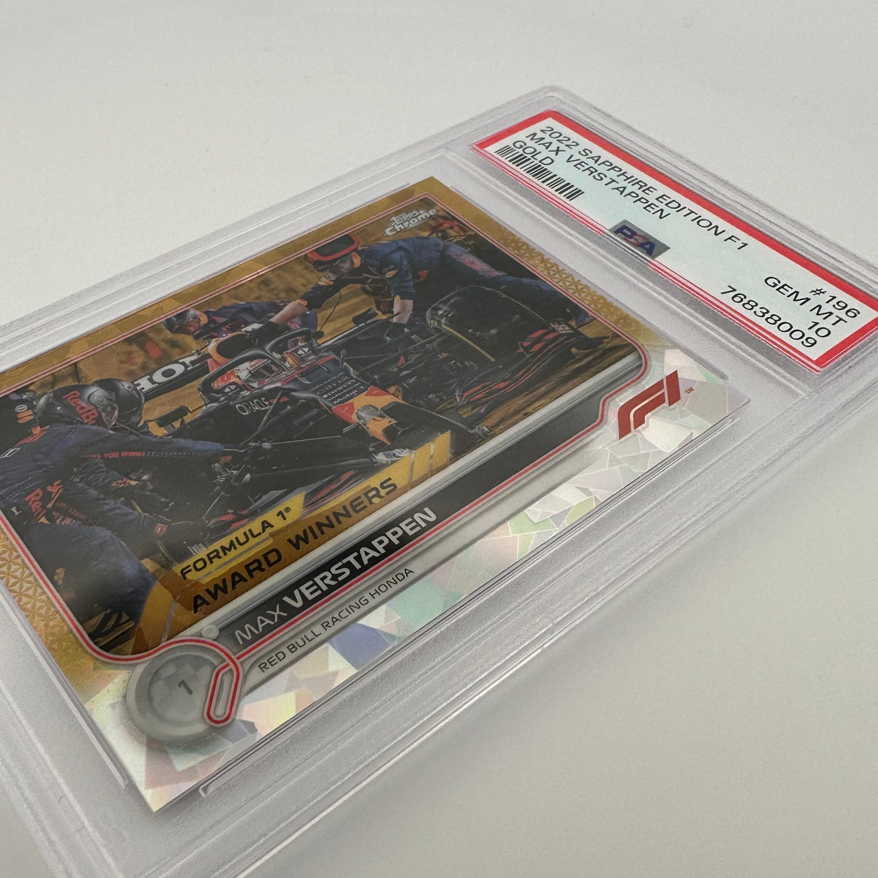 PSA 10 2019 Max Verstappen #196 Sapphire Edition Gold Parallel F1 Racing Card - Perfect for Collectors, Investors & Formula 1 Fans Display