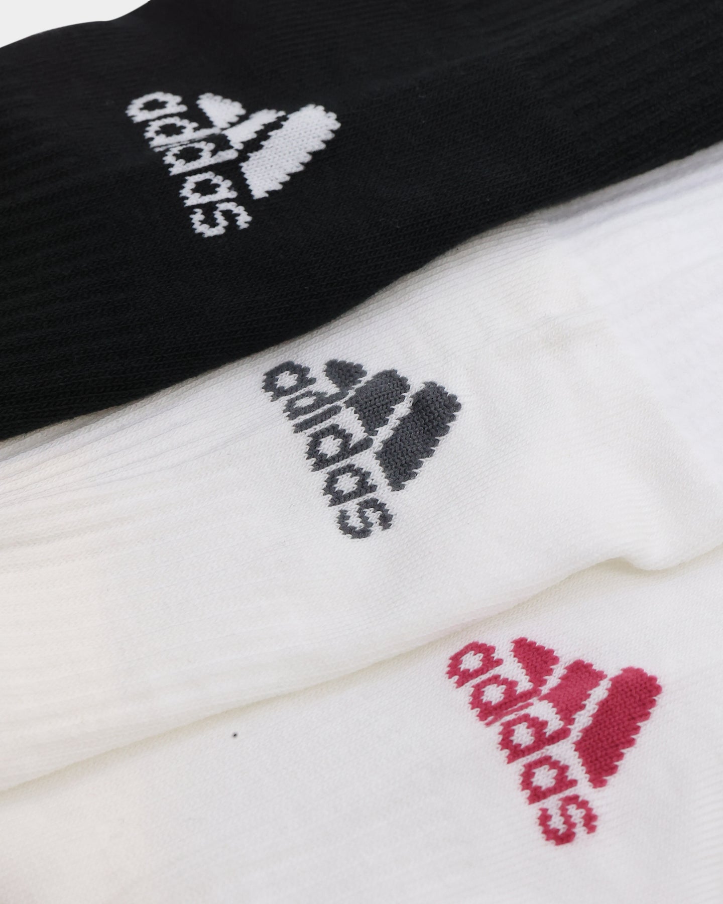 Adidas Women's 3 Stripe Glam Crew Socks 3-Pack (White/Black/Wild Pink/Grey) - Comfortable Athletic Socks for Running, Gym & Casual Wear