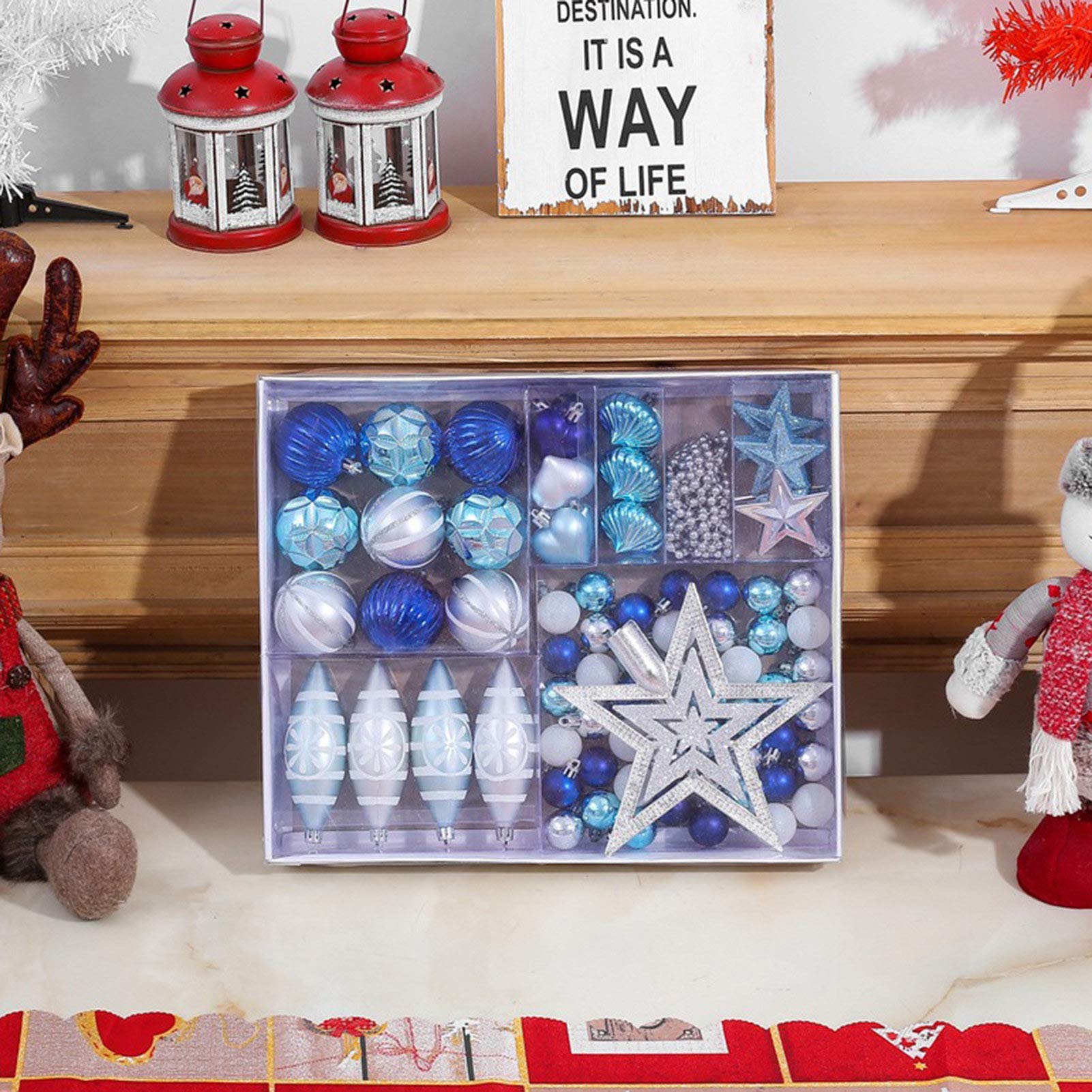 Christmas Tree Ornaments - Shatterproof Xmas Balls for Holiday Decorations, Blue Hanging Balls for Christmas Tree, Wedding & Party Decor | Perfect for Home, Festival & Gift Giving