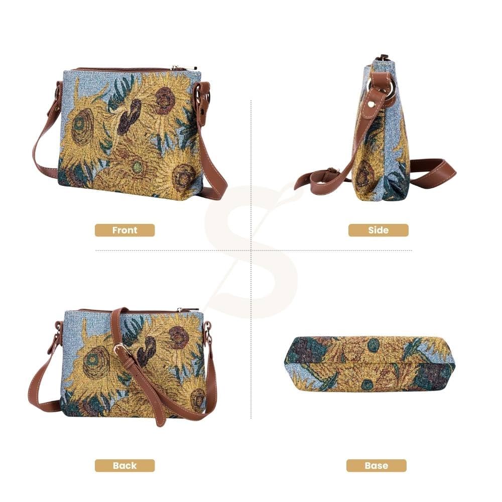 Signare Van Gogh Sunflower Inspired Women's Tote Bags - Artistic Crossbody & Shoulder Bags for Work, Travel & Everyday Use