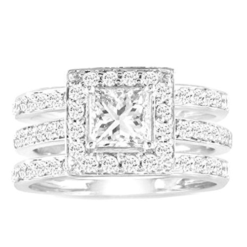 His and Her Wedding Ring Set - 4 Piece Stainless Steel Cubic Zirconia Bridal Set for Engagement & Wedding - Perfect for Proposals, Anniversaries, and Couple Jewelry Gifts