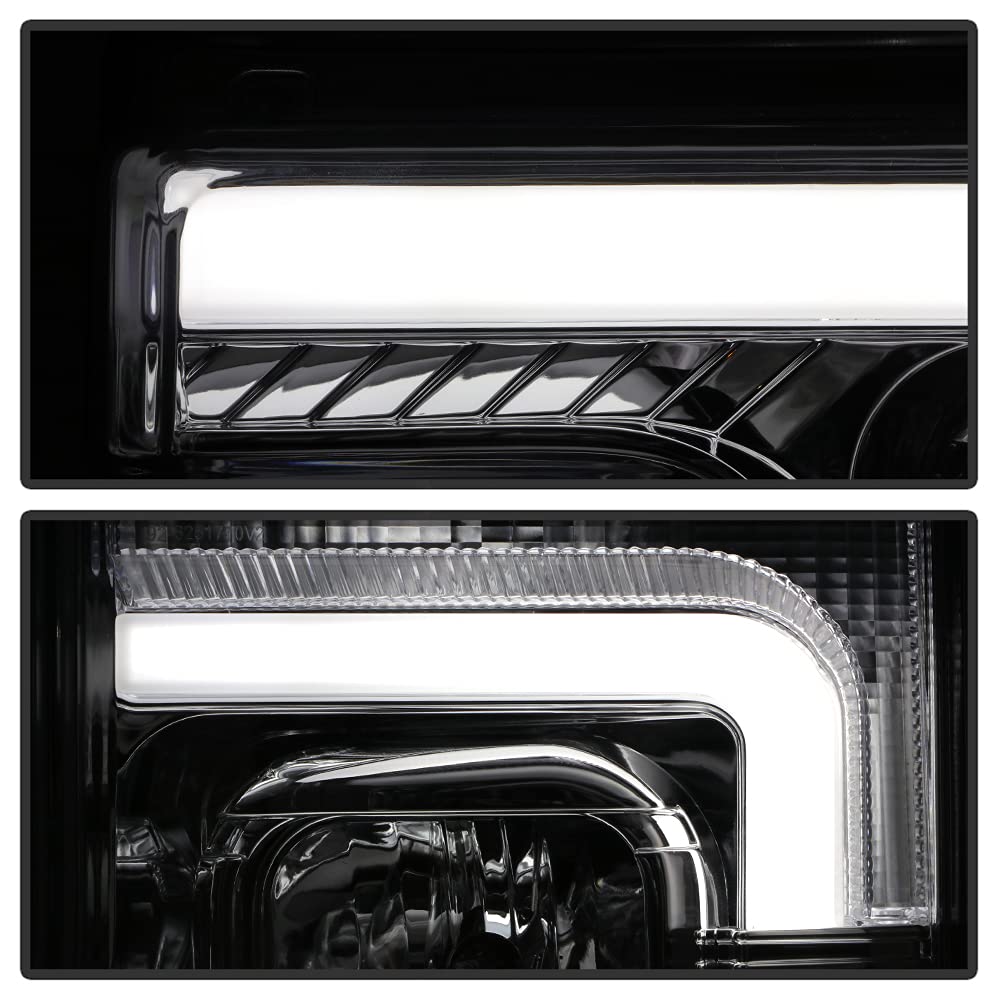 ACANII Chrome Dual LED Tube Projector Headlights Set for 2017-2019 Ford F250 F350 Super Duty - Left & Right Pair - Upgrade Your Truck's Lighting for Night Driving & Off-Road Adventures