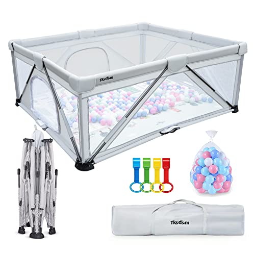 Foldable Baby Playpen - Large Play Yard for Babies & Toddlers with Safety Gate | Indoor & Outdoor Portable Playpen for Home, Park, and Travel Use