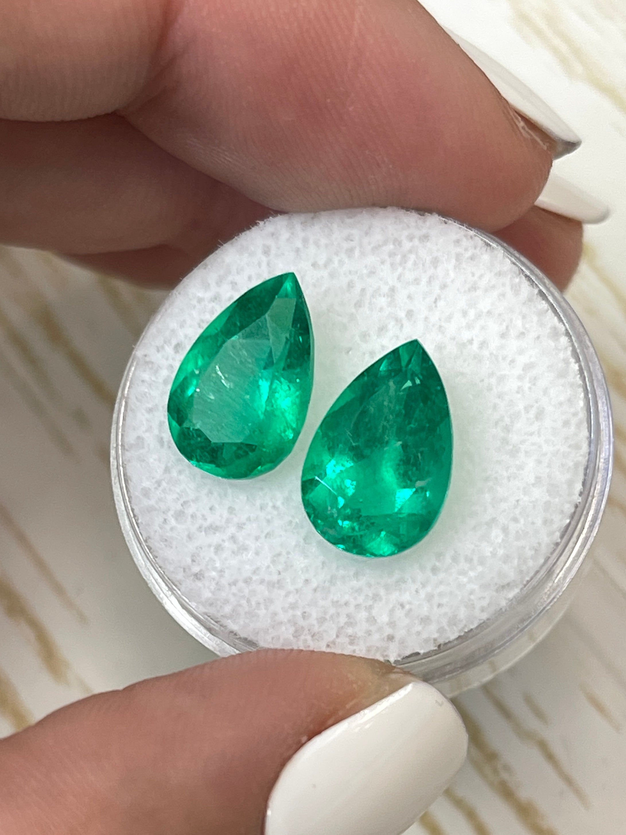 6.37tcw 12.5x8mm Pear Cut Loose Colombian Emeralds - Muzo Green Gemstones for Jewelry Making, Engagement Rings & Luxury Gifts