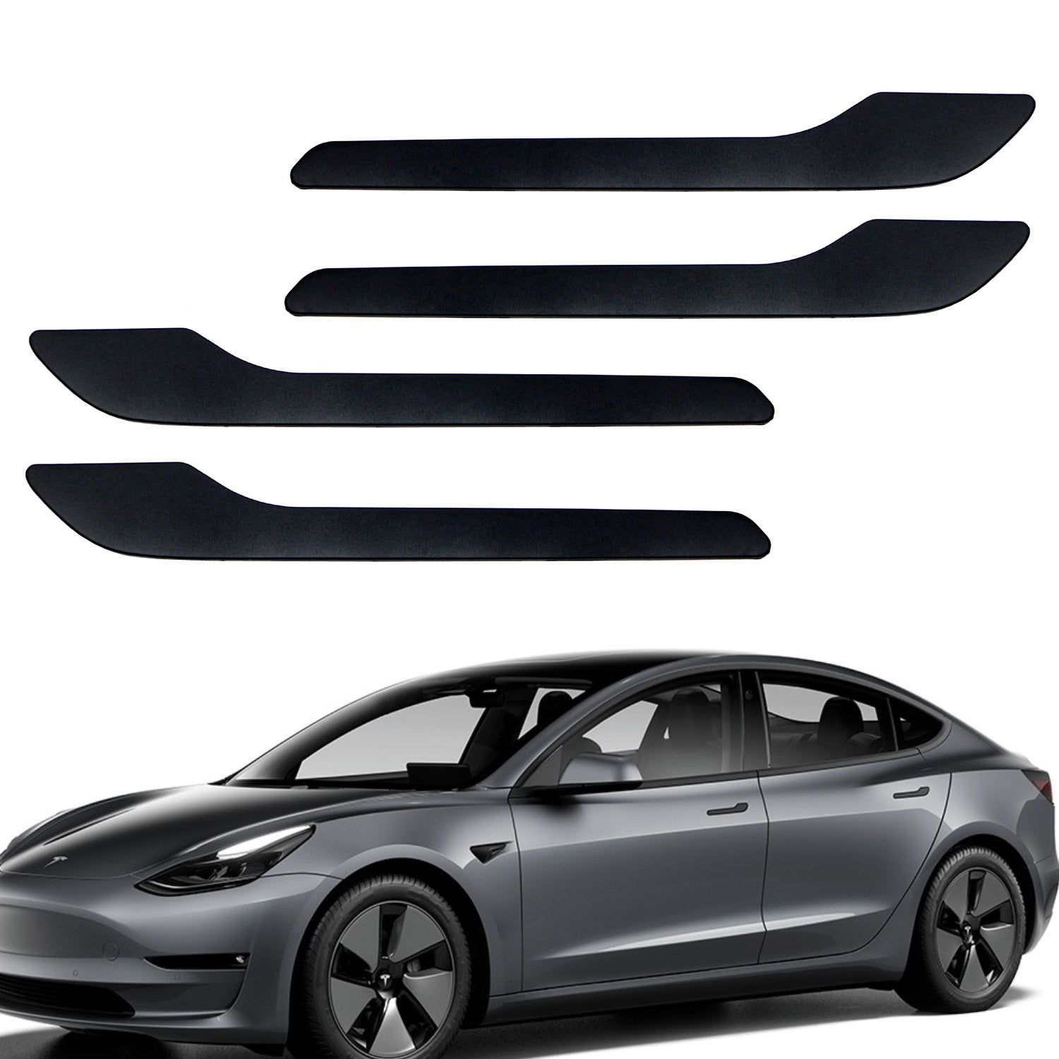 4-Piece Matte Black Side Door Push Handle Cover Trims for 2017+ Tesla Model 3 & Y - Premium Interior Upgrade for Enhanced Style & Protection (Perfect for Car Enthusiasts & Daily Commuters)