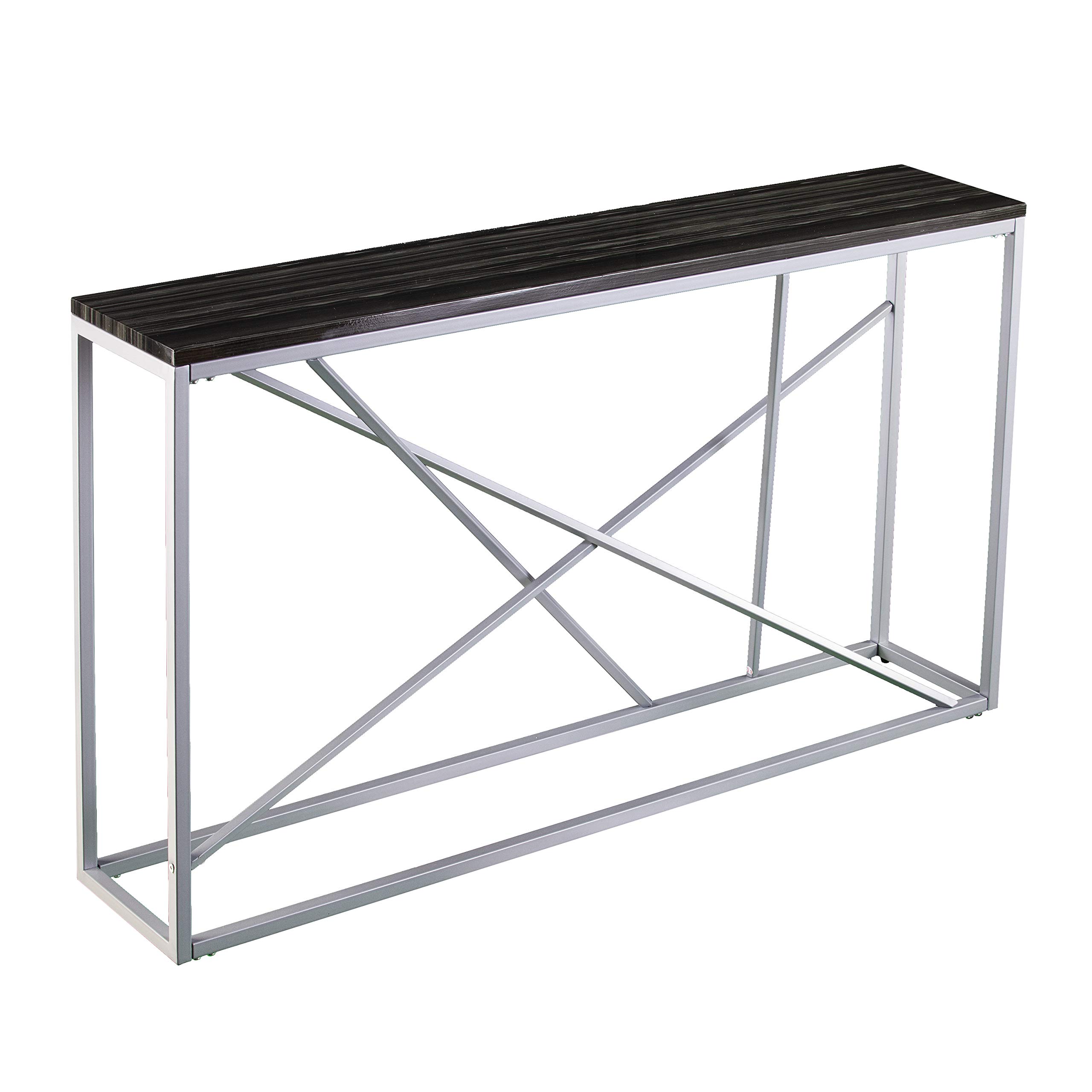 SEI Furniture Arendal Skinny Console Table - Faux Slate/Silver Finish - Entryway, Hallway & Living Room Accent Table