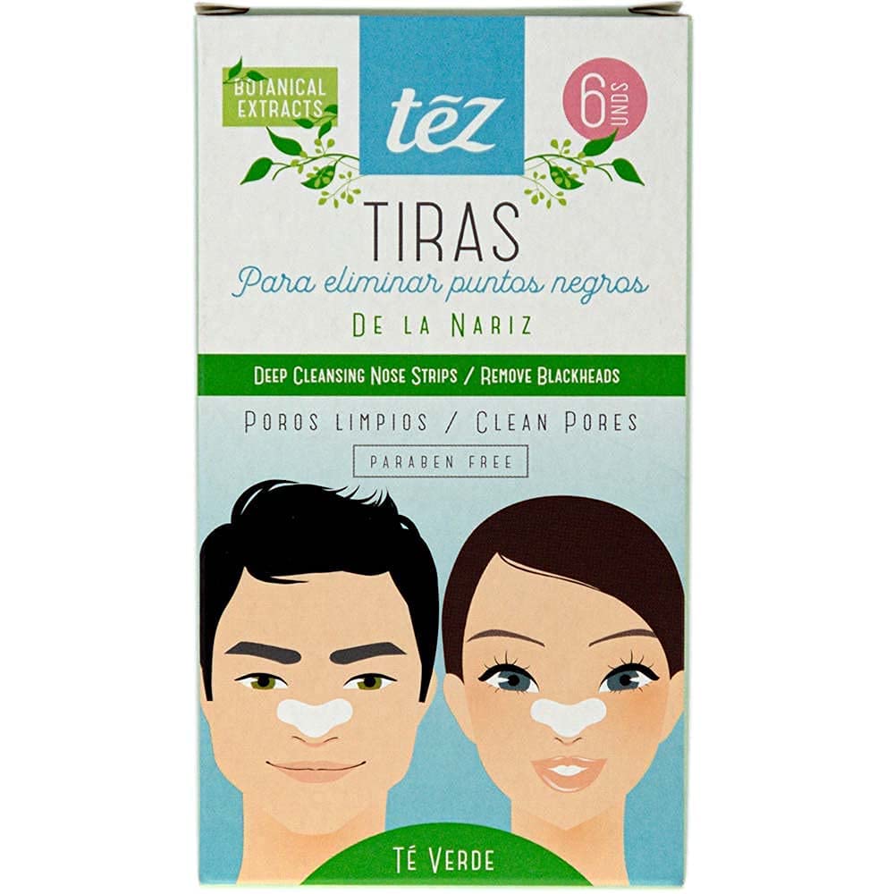 TEZ Deep Cleansing Nose Strips - Blackhead Remover & Pore Cleaner with Green Tea & Charcoal | Paraben-Free, Botanical Extracts | 6 Count | Perfect for Spa Days & Skincare Routine