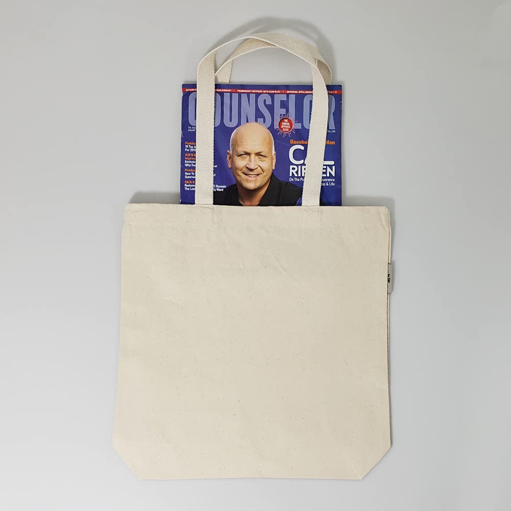 12 Pack Heavy Duty 100% Organic Cotton Canvas Tote Bags with Reinforced Bottom Gusset - Eco-Friendly Reusable Grocery Shopping Bags for Farmers Market, Beach Trips & Everyday Use