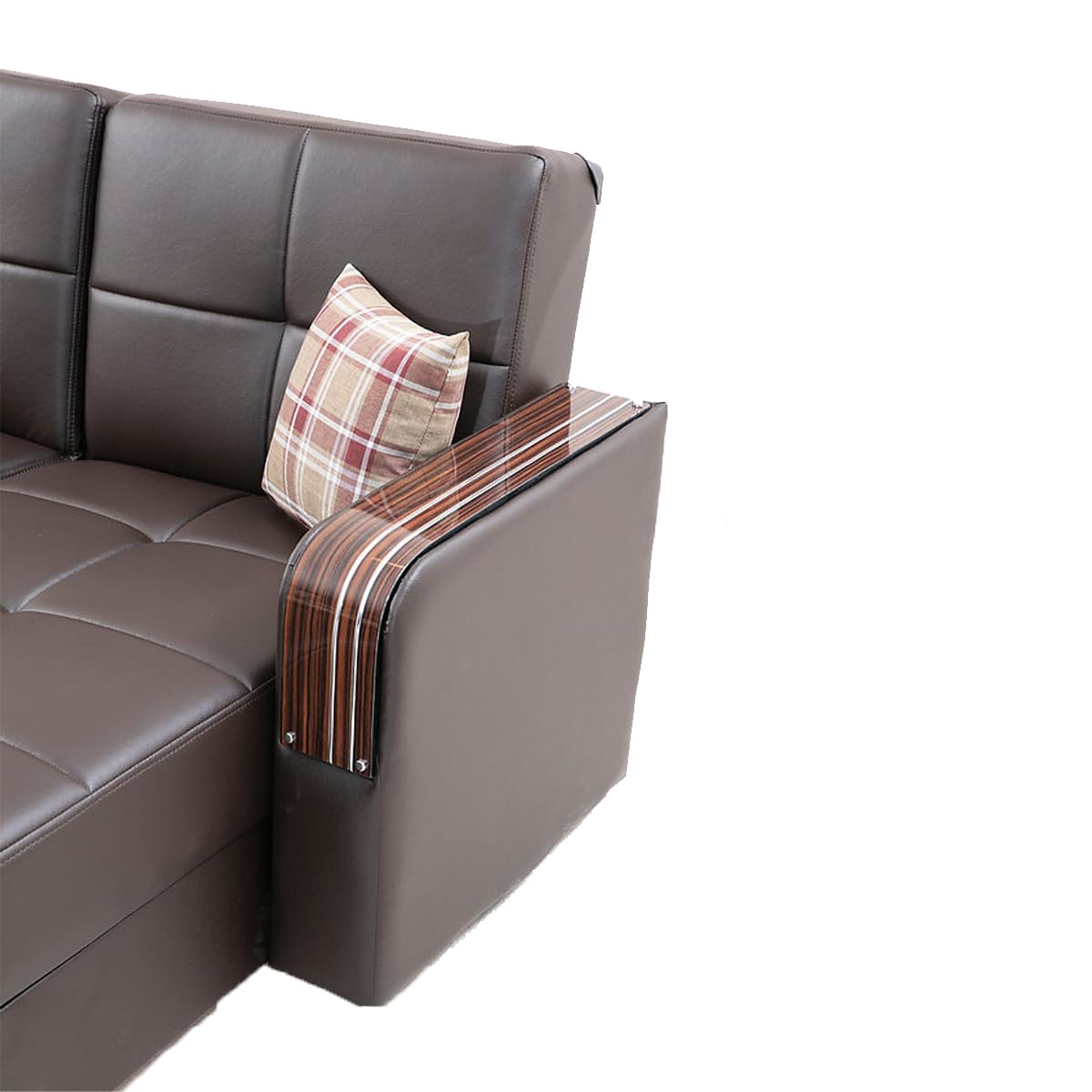 London Reversible Sectional Sofa Bed - Pull-Out Convertible Mid-Century Futon Couch for Living Room, Bedroom & Small Spaces - Brown Modern Sleeper Sofa | Perfect for Apartments, Guest Rooms & Home Offices