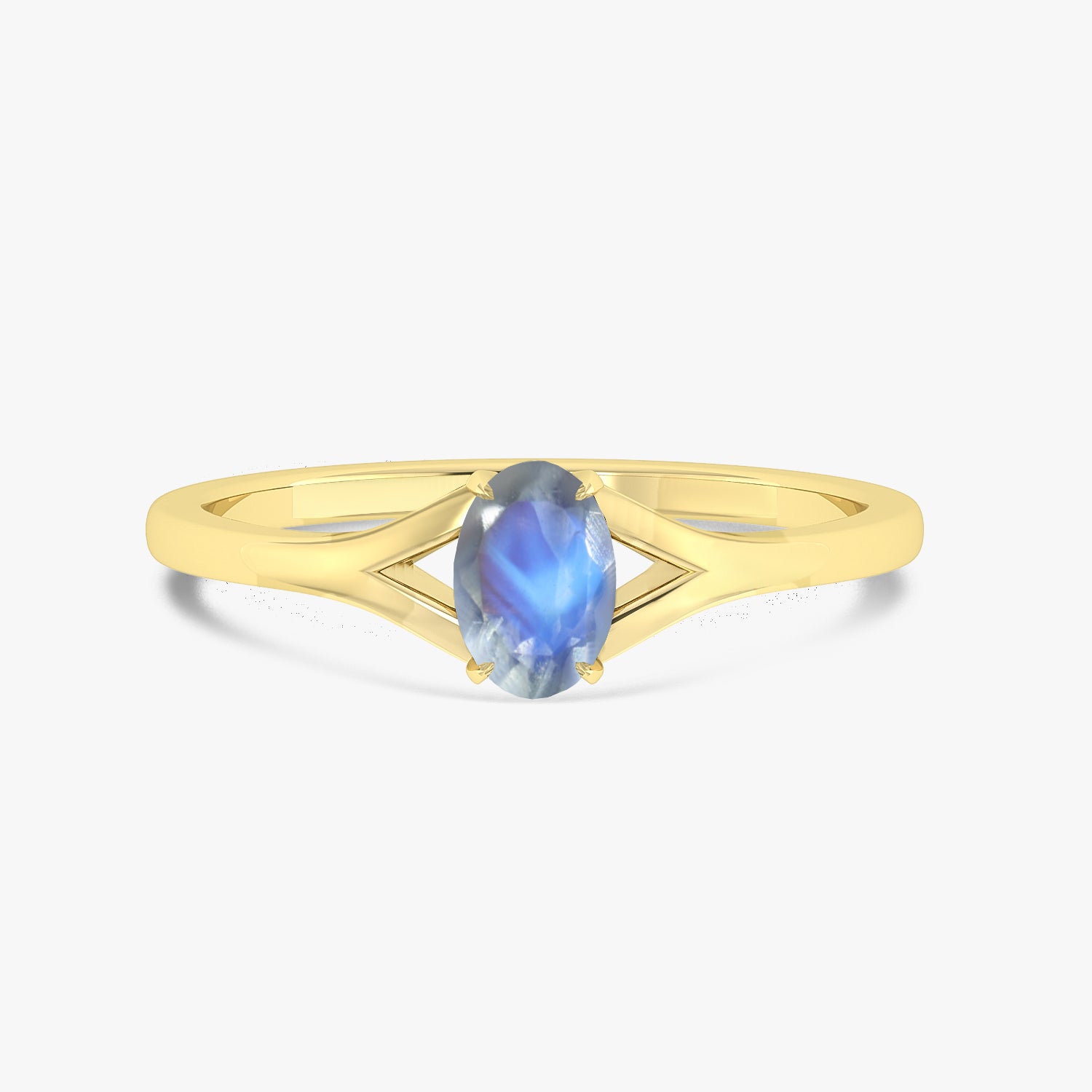 Rainbow Moonstone Oval Faceted Gemstone Ring for Women - Elegant Sterling Silver Jewelry for Engagement, Wedding & Everyday Wear