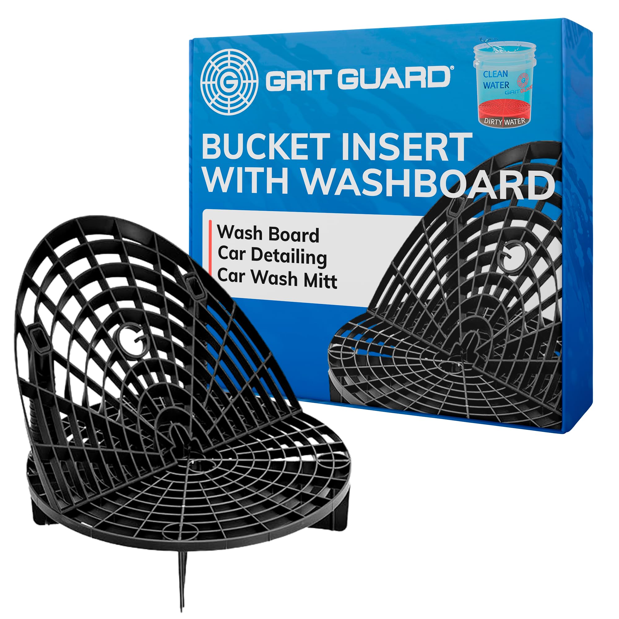 The Original Grit Guard Bucket Insert with Washboard Combo - Removes Dirt from Wash Mitt for Car Detailing | Professional Car Wash Bucket Insert & Washboard Kit (Black/Black) | Perfect for Auto Detailing, DIY Car Washing & Paint Protection