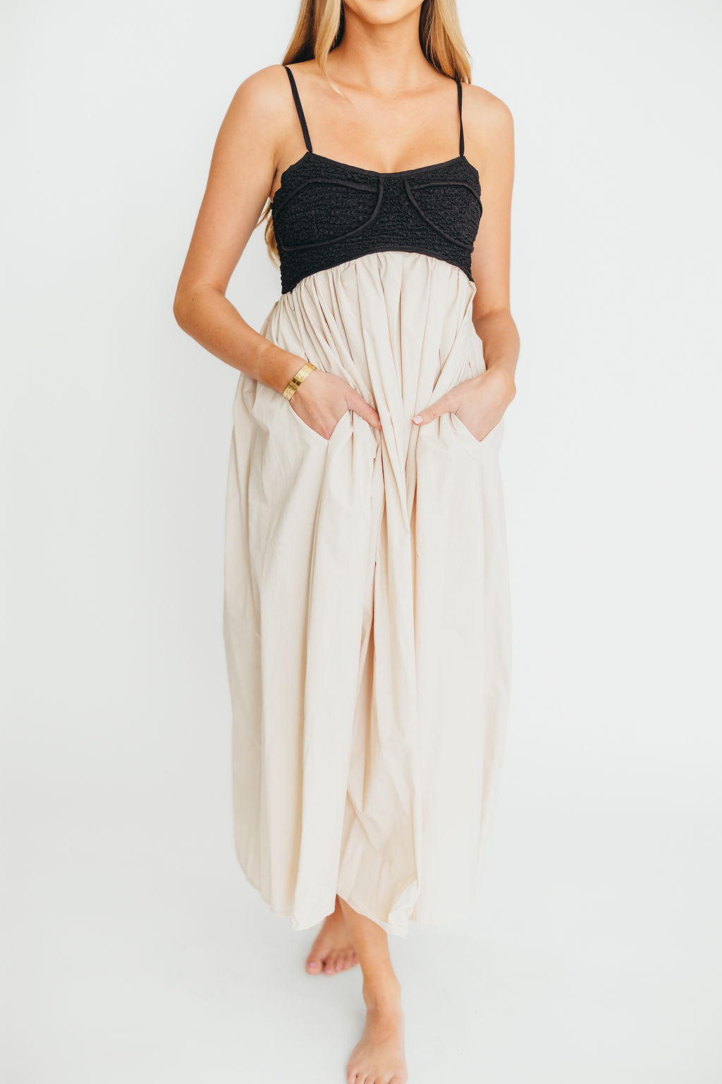 100% Cotton Maxi Dress for Women - Black & Natural Colors | Flowy Summer Beach Dress for Vacations, Parties & Casual Wear