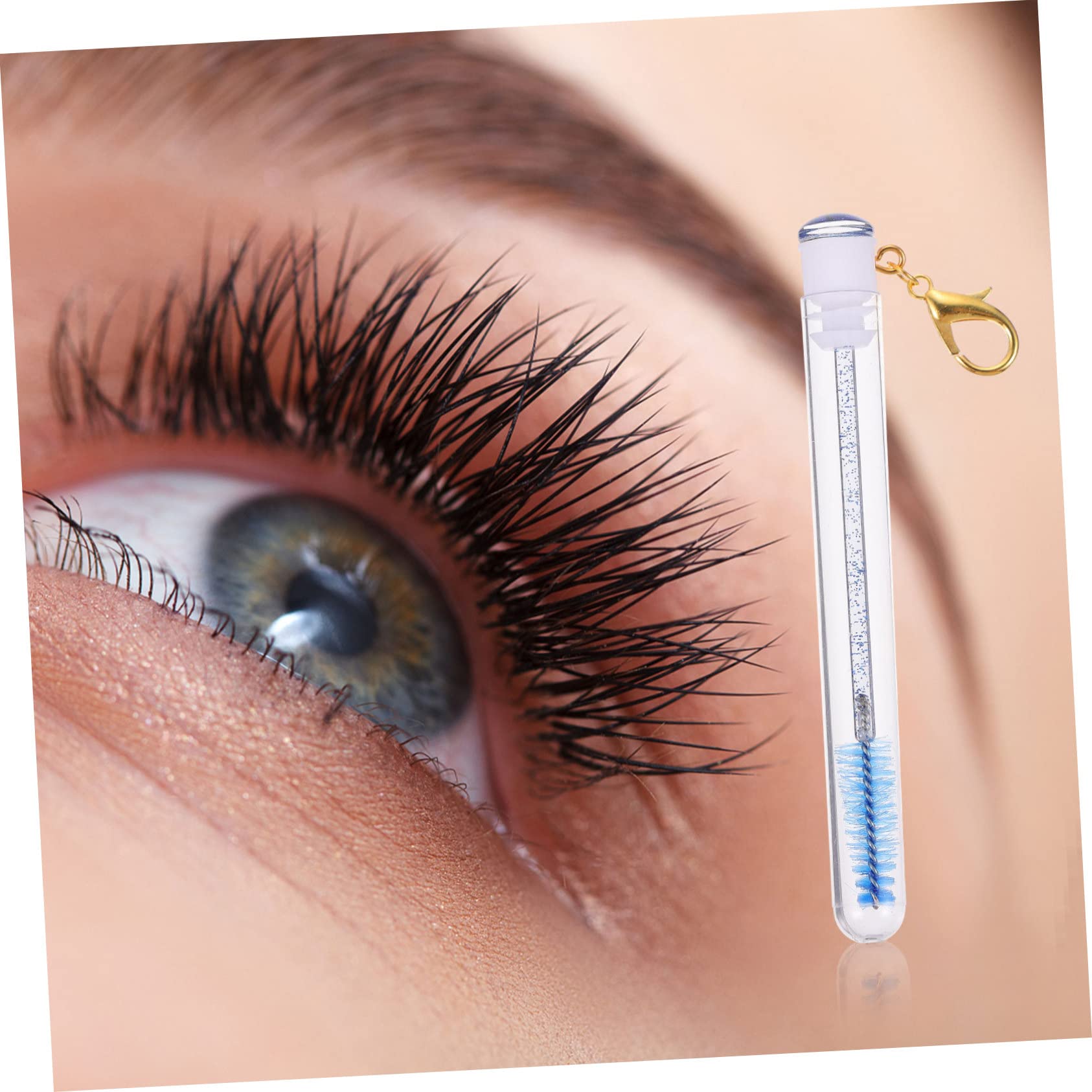 FOMIYES 2 Sets Mascara Brush Wands with Eyelash Tubes - Portable Keyring Lash Brushes for Travel & Business (4pcs x 2) - Perfect for Makeup Touch-ups, Salon Use & On-the-Go Beauty Essentials