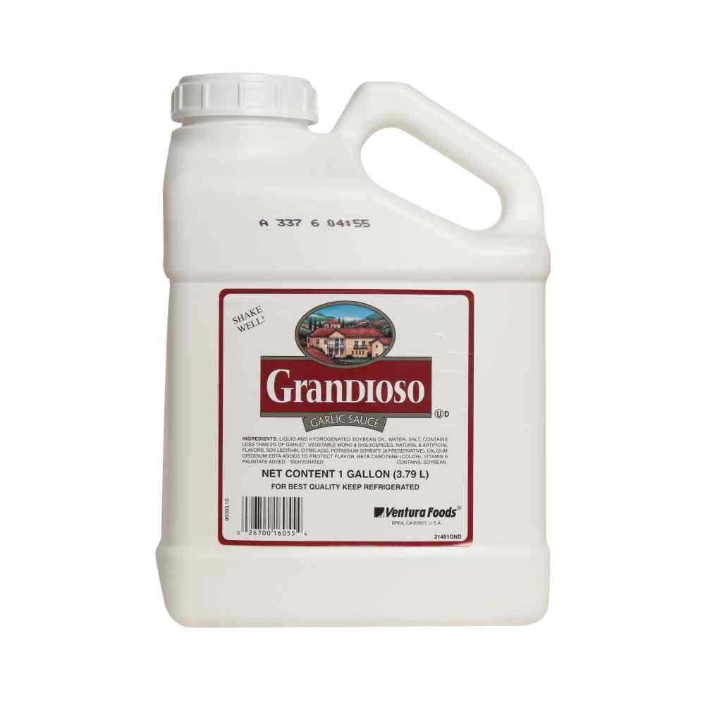 Grandioso Liquid Garlic Sauce - 8.5 Pound Jug (4 per Case) | Bulk Garlic Condiment for Cooking, Marinating & Restaurant Use