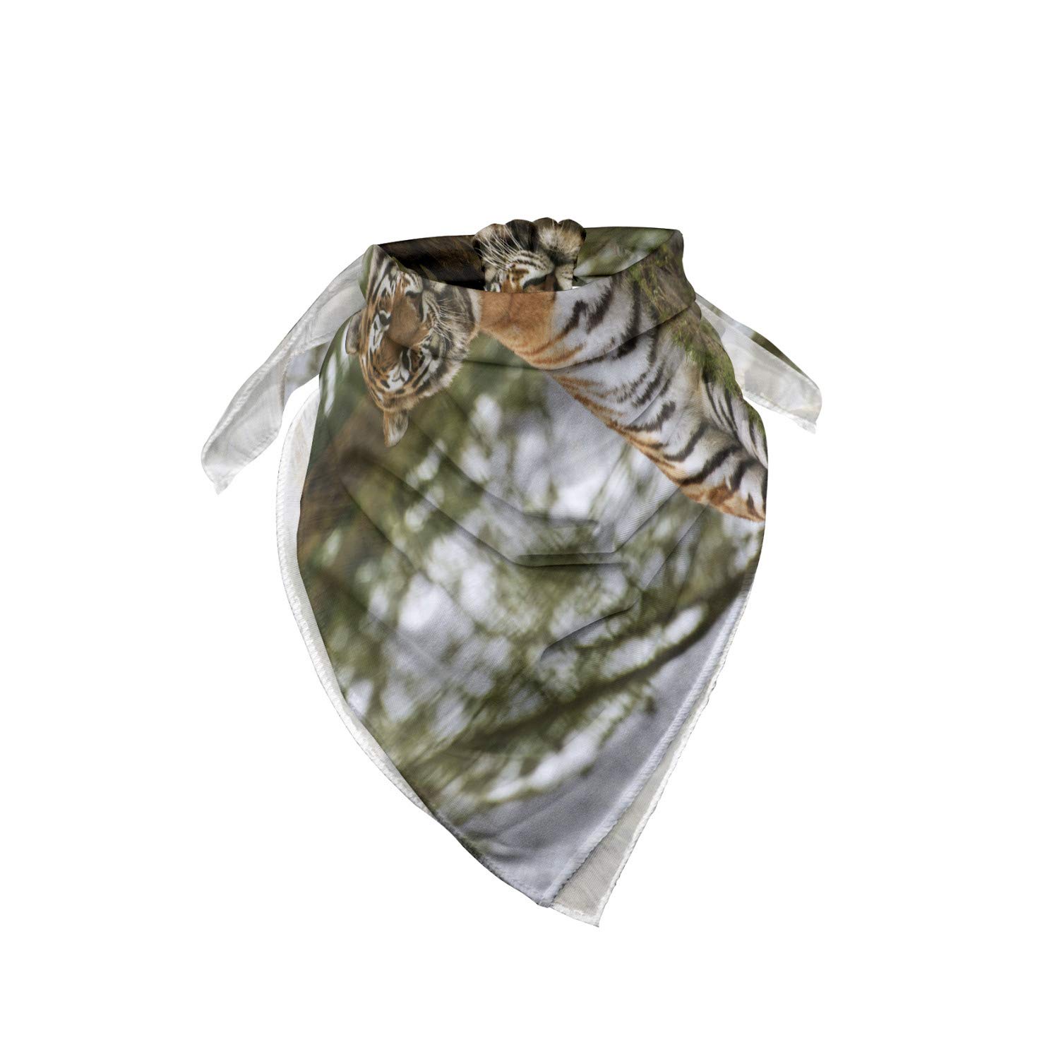 Ambesonne Tiger Bandana - Siberian Mammal Print Unisex Head Scarf & Neck Wrap for Outdoor Adventures, Hiking, and Winter Sports