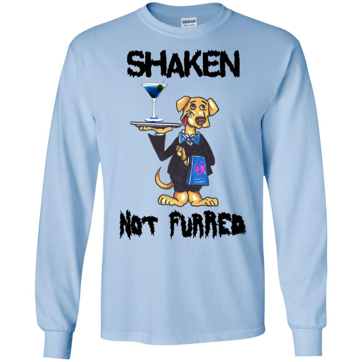 WineyBitches.Co Shaken Not Furred Long Sleeve Ultra Soft Cotton T-Shirt for Women | Comfortable Casual Wear for Wine Nights & Outings