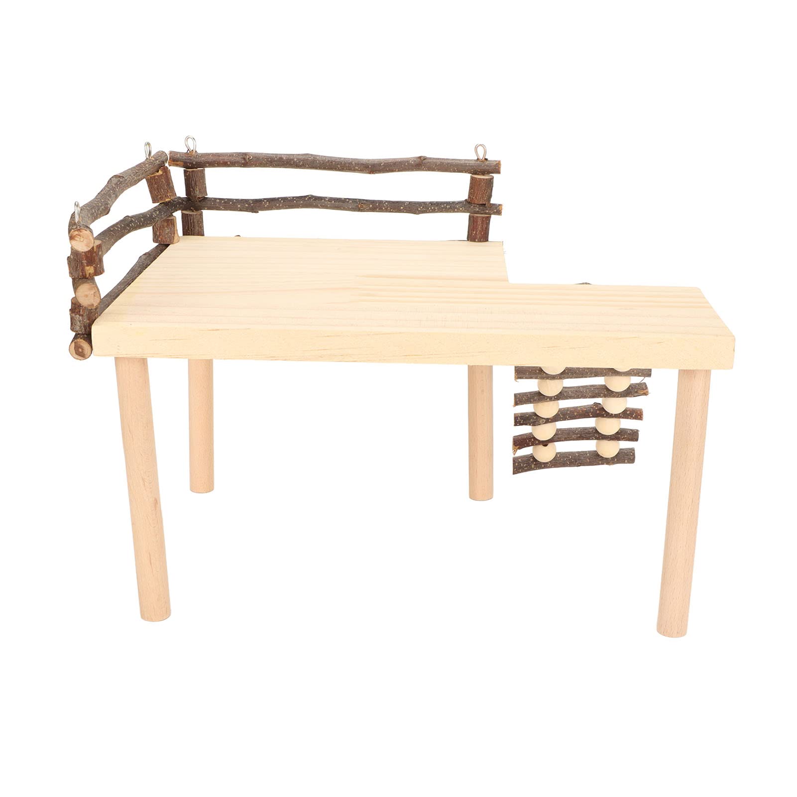 Natural Wooden Hamster Climbing Toy with Ladder - Fun Activity Playground for Small Pets to Eat, Play & Rest - Perfect for Cage Accessories & Enrichment Activities