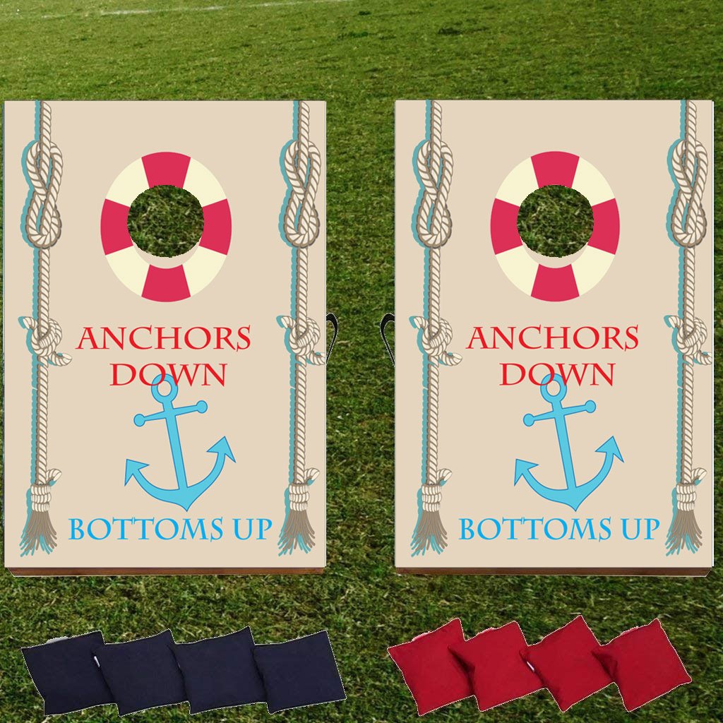 VictoryStore Cornhole Game Set - Premium Bean Bag Toss Outdoor Game with Anchors Down Bottoms Up Design - Perfect for Backyard Parties, Tailgating & Spring Break Events