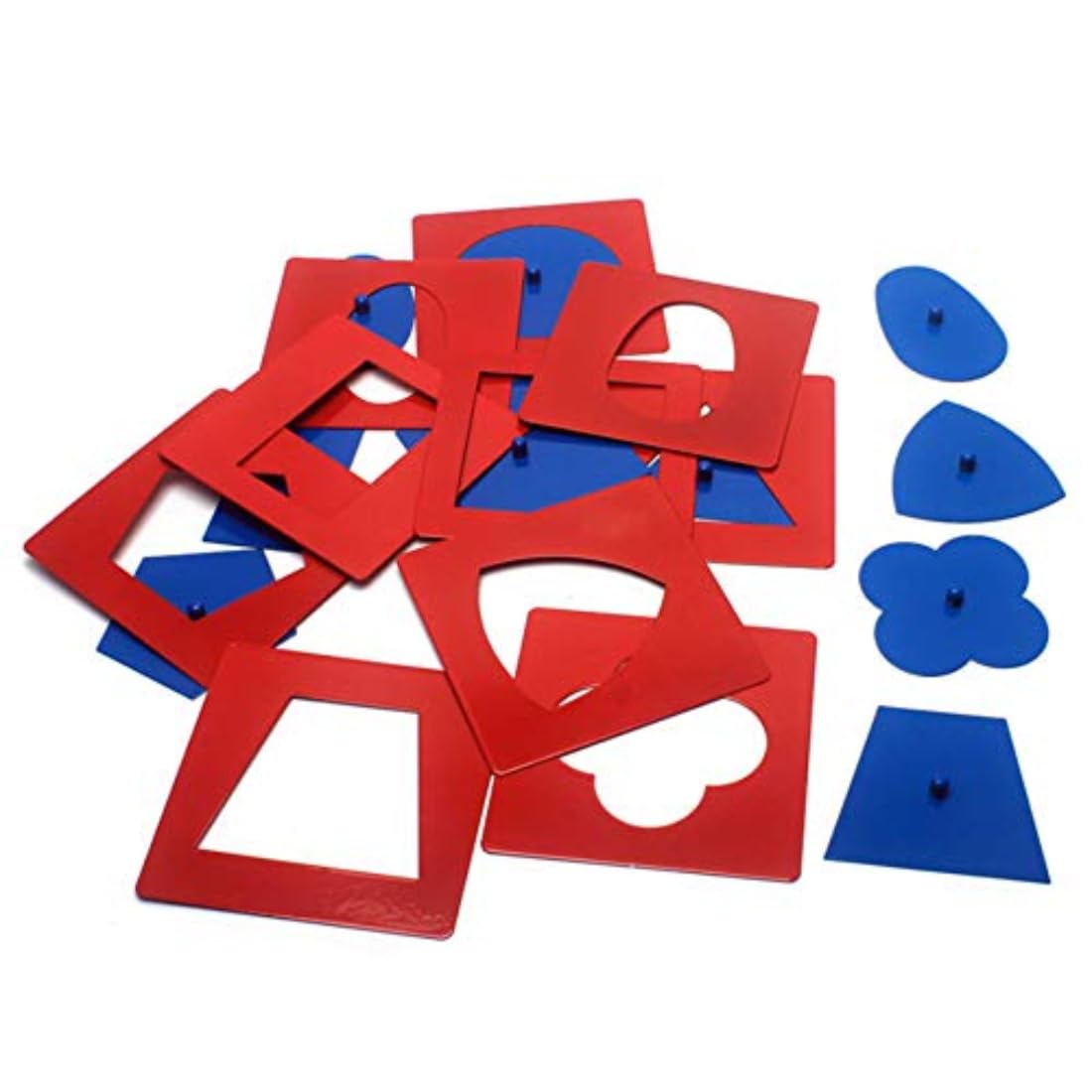 Montessori Metal Insets Set of 10 - Premium Geometric Shapes Learning Toys for Toddlers & Preschoolers | Early Childhood Education Materials | Homeschool & Classroom Teaching Tools | Blue