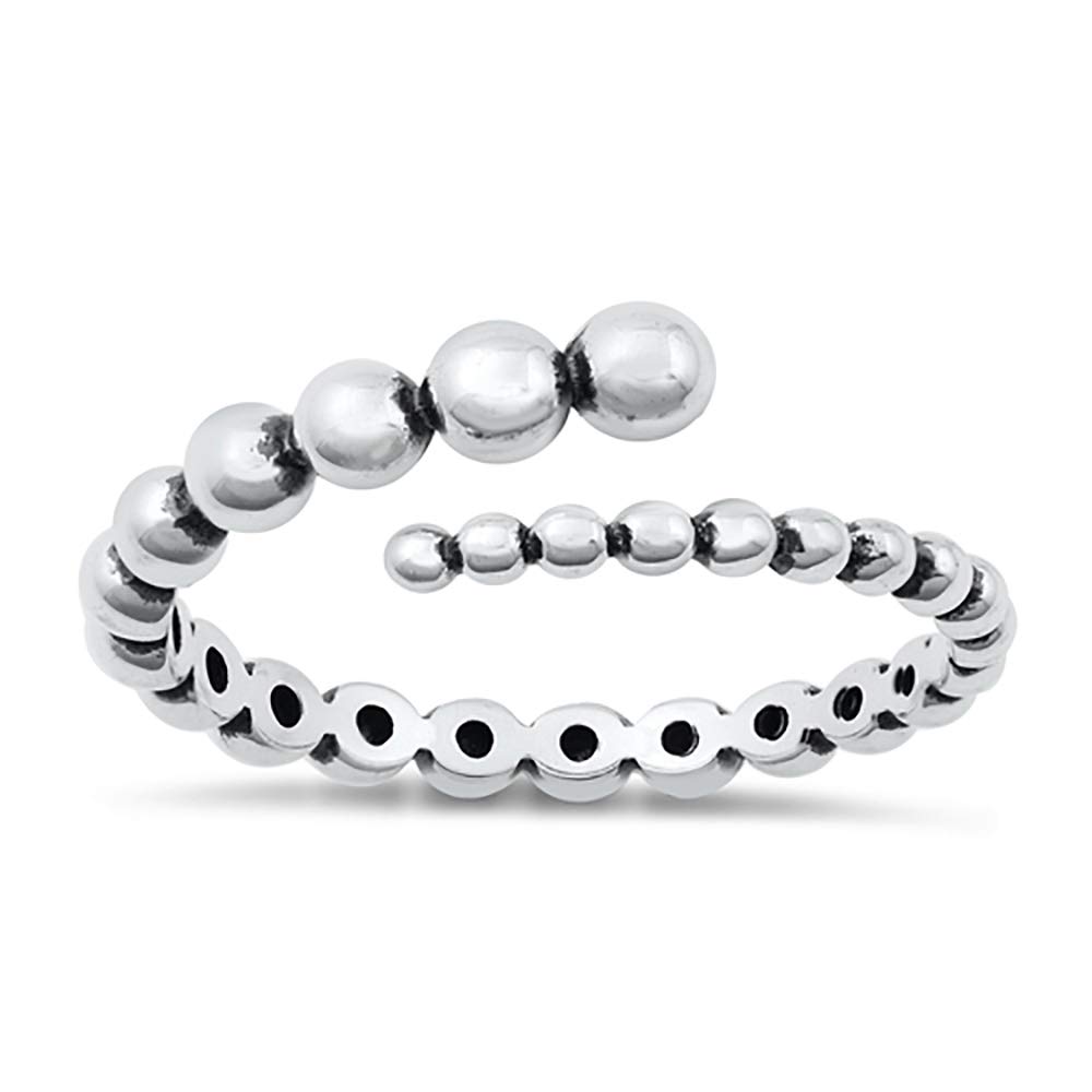 Sterling Silver Graduated Beads Wrap Ring for Women - Elegant Stackable Jewelry for Everyday Wear, Gift Ideas & Special Occasions