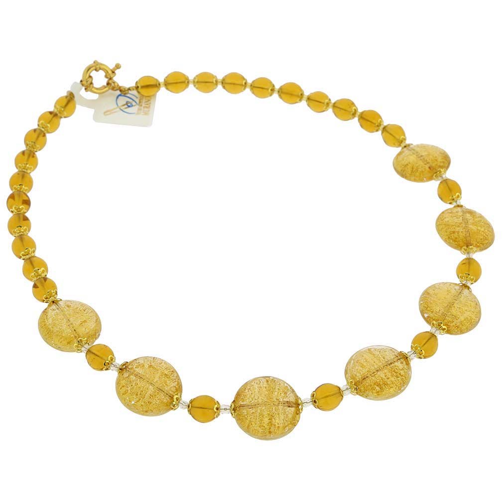 Authentic Murano Glass Necklace from Venice - Ca D'oro Yellow Gold Pendant | Elegant Jewelry Gift for Women, Perfect for Weddings & Special Occasions