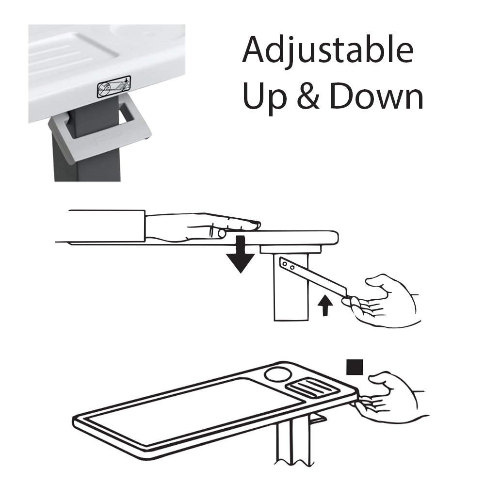 Carex Overbed Table with Wheels - Adjustable Height Hospital Bed Table for Home & Medical Use - Rolling Bedside Desk for Eating, Working, Reading in Bed - Portable Over The Bed Table for Patients & Seniors