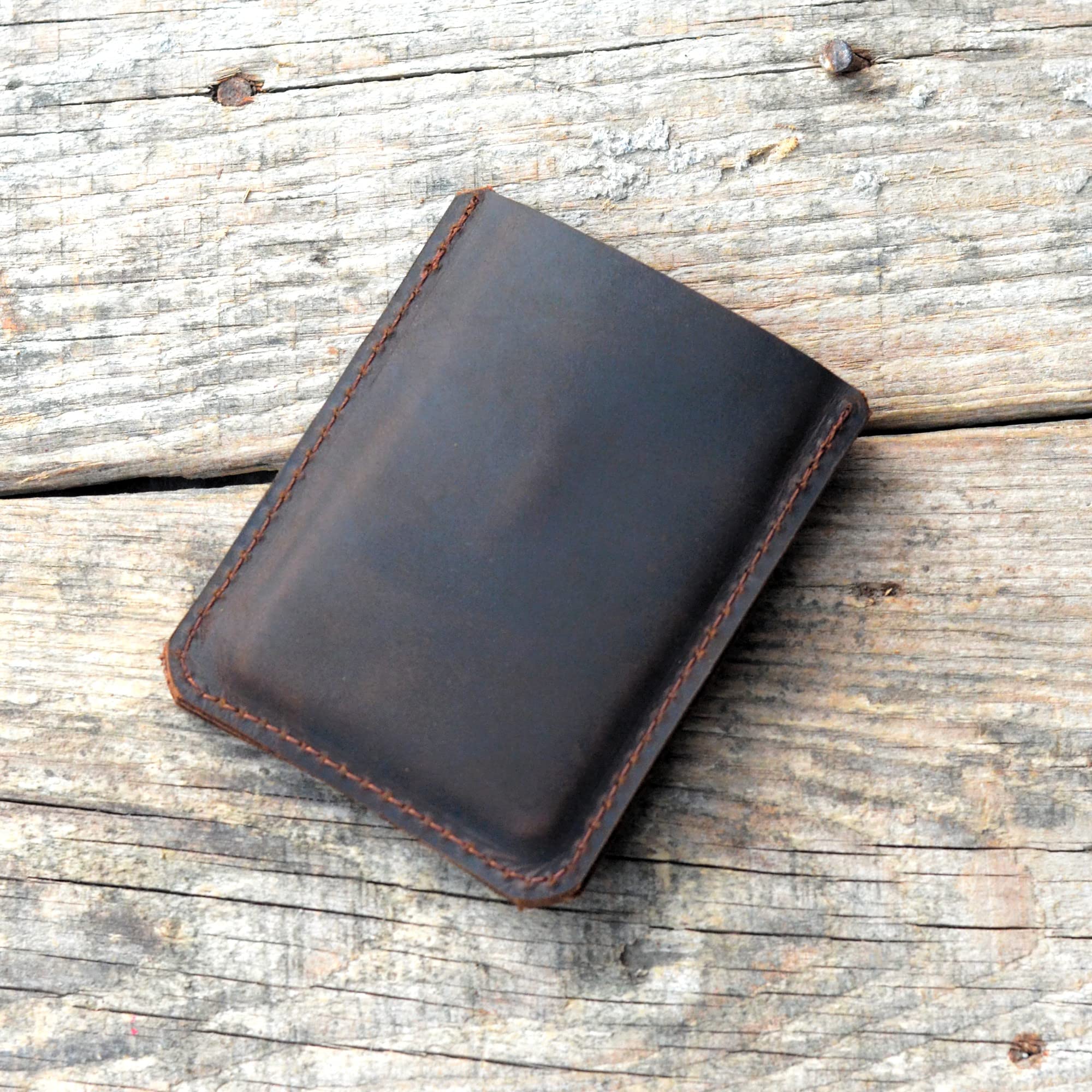 JJNUSA Slim Front Pocket Wallet - Minimalist Leather Card Holder for Men & Women | RFID Blocking | Distressed Brown Genuine Leather | Perfect for Travel, Everyday Carry & Gift Giving