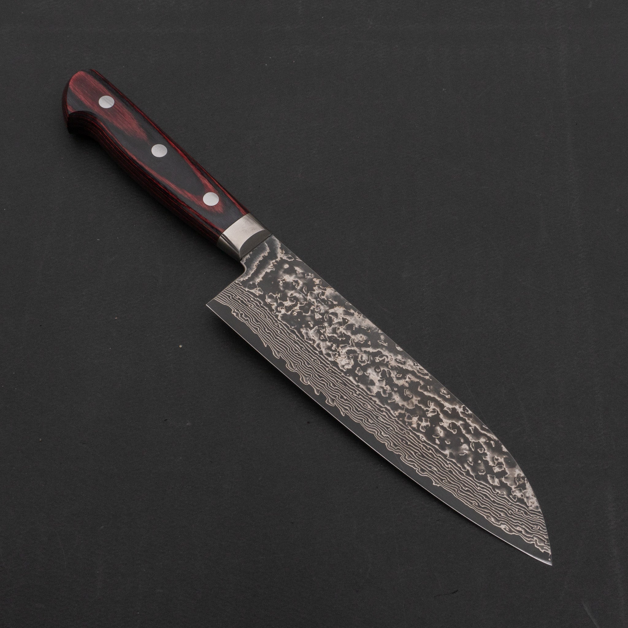 Premium Hitohira VG-10 Nickel Damascus Santoku Knife 180mm with Pakkawood Handle - Japanese Kitchen Knife for Professional Chefs & Home Cooking, Perfect for Slicing, Dicing & Mincing Vegetables, Meat & Fish