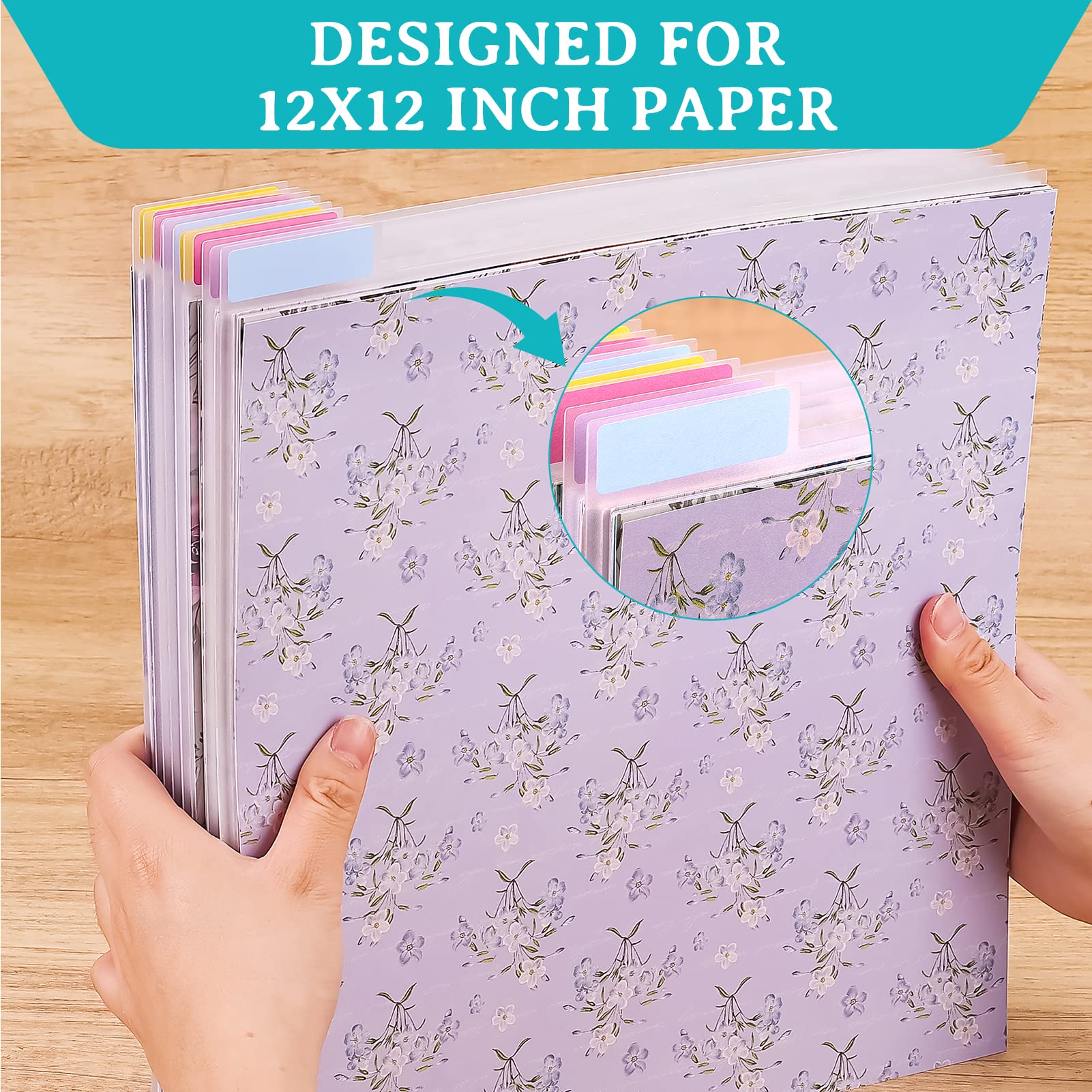 Caydo 32-Piece Plastic Scrapbook Tab Dividers with 48 Sticky Index Tabs - Organize 12x12 Inch Scrapbook Paper & Cardstock - Perfect for DIY Albums, Photo Projects, and Crafting Supplies Storage