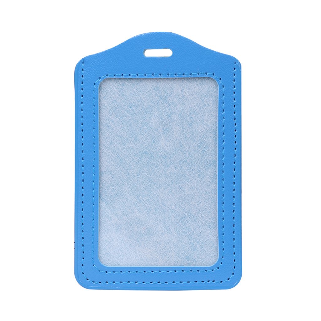 Youngy 10 Colors Vertical Leather Business Card Holder with ID Window - Premium Work Badge Holder for Office Professionals (Blue) - Perfect for Corporate Meetings, Networking Events & Office Organization