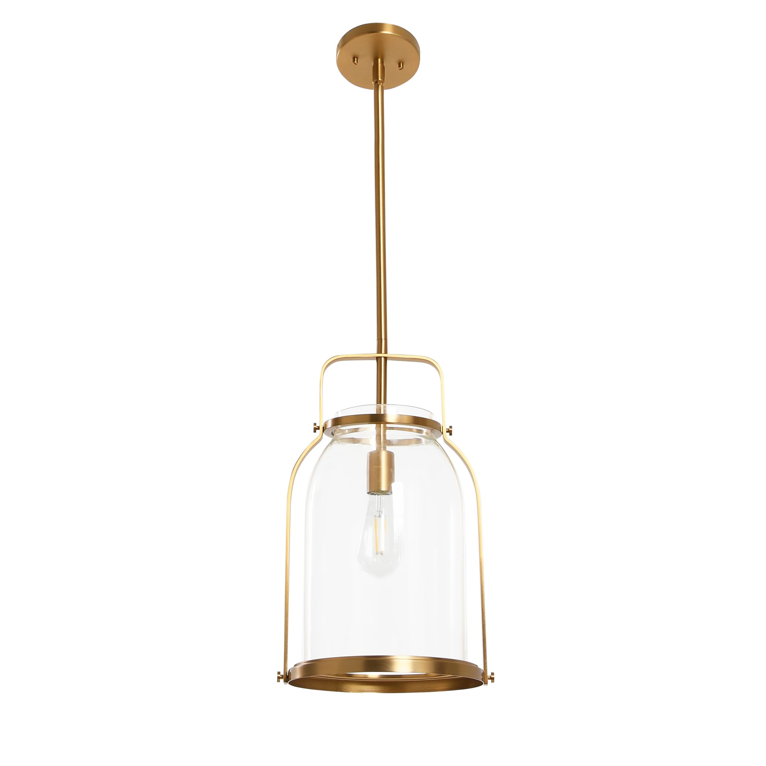 Channing Brushed Gold Metal and Glass Ceiling Light Fixture - Modern Dining Room & Bedroom Lighting for Home Decor