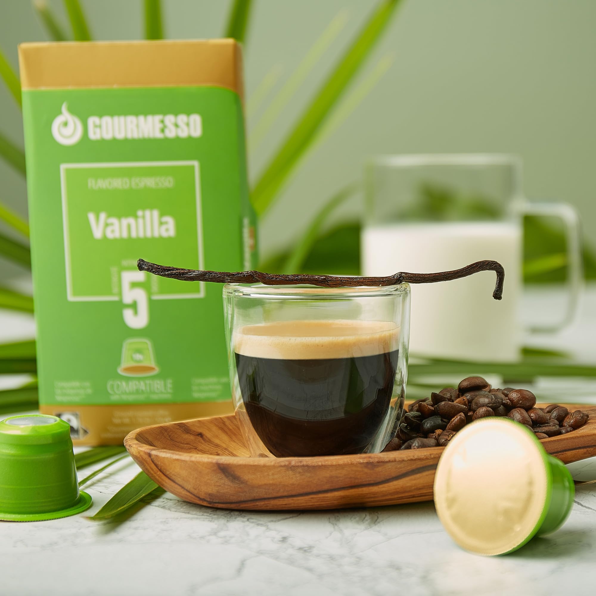 Gourmesso 100ct Vanilla Flavored Nespresso Pods - Compatible with Original Line Machines | Premium Vanilla Espresso Coffee Capsules | Fairtrade Certified | Perfect for Home & Office Coffee Breaks