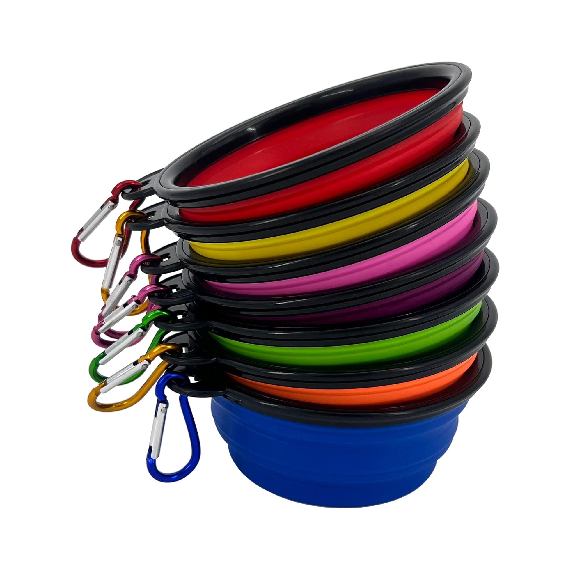 Collapsible Dog Bowl 6 Pack - Portable, Safe & Reusable Pet Water Food Dish for Travel, Hiking, Camping - Indoor & Outdoor Use for Dogs & Puppies