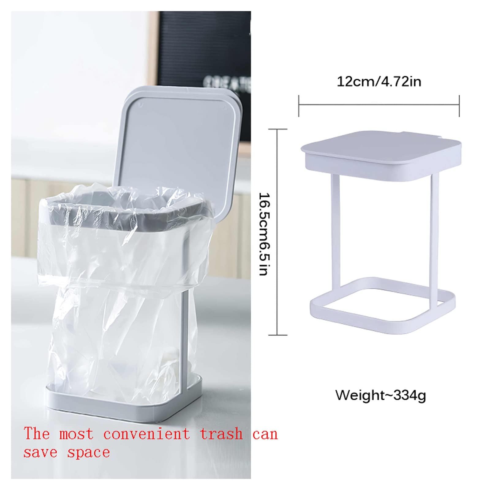 Stainless Steel Trash Can with Flip Lid - 5 Gallon Kitchen Countertop Garbage Bin, Metal Wastebasket for Bedroom, Bathroom & Office - White (Perfect for Small Spaces & Home Organization)