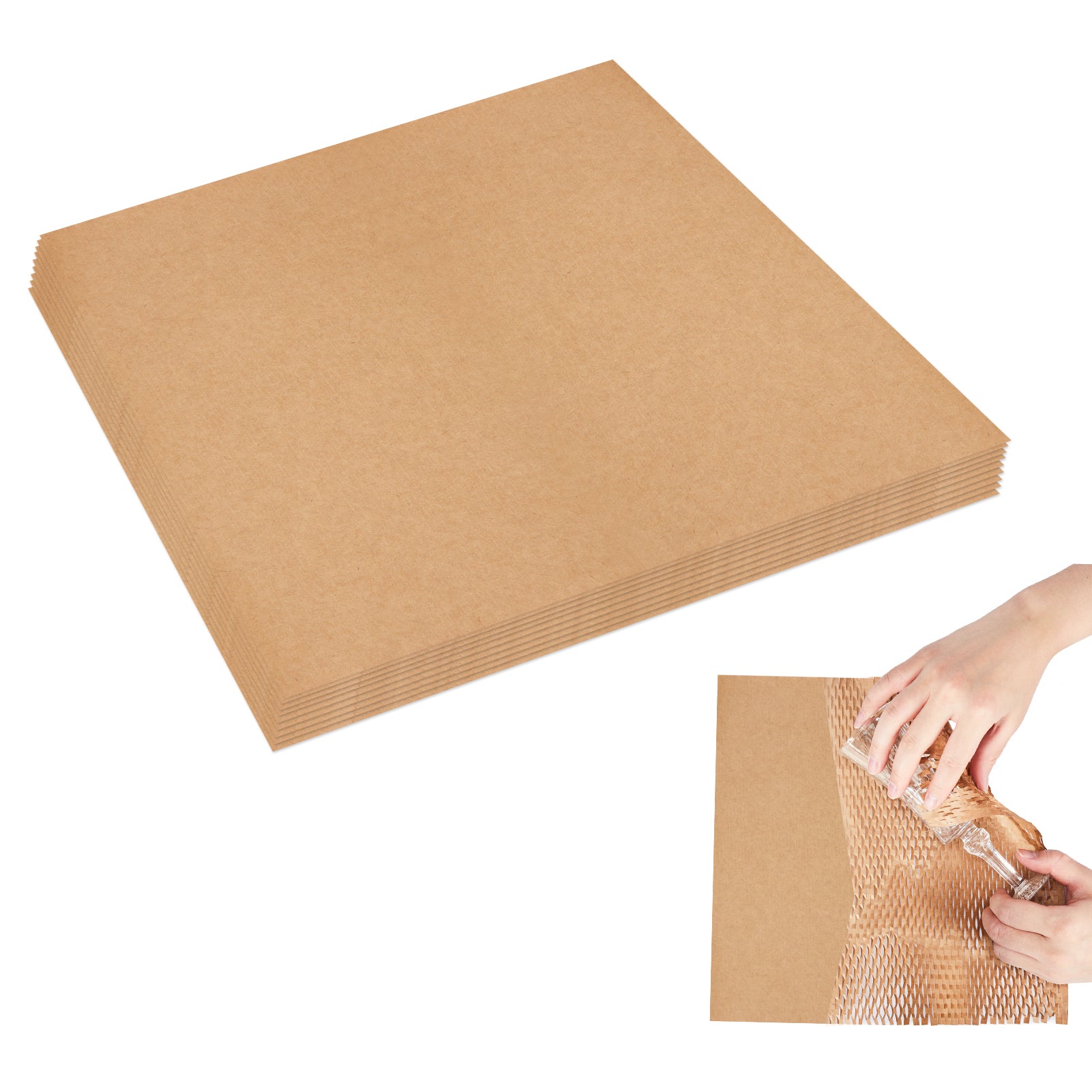 12x12 Inch Honeycomb Packing Paper Sheets - Eco-Friendly Cushioning Wrap for Shipping, Moving & Gift Packaging - Perfect for Fragile Items, Dishes & Glassware Protection