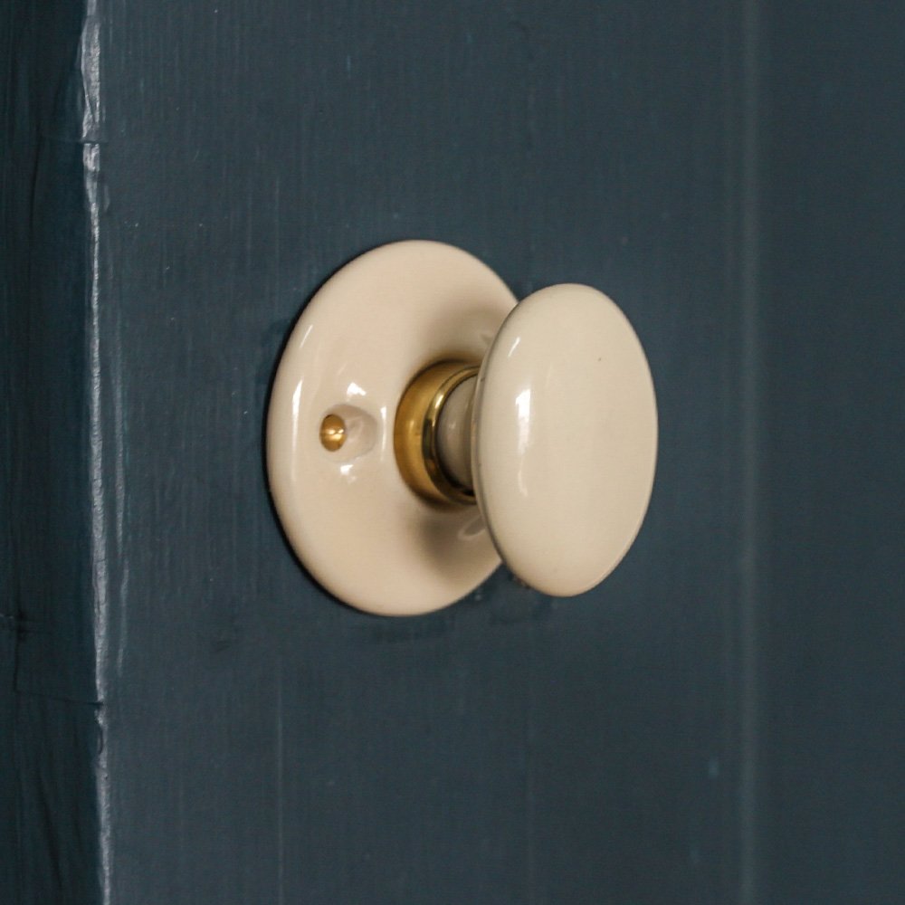 Premium Ceramic Bathroom Door Knob Thumbturn - Cream White, Smooth & Durable for Home, Office, and Hotel Use