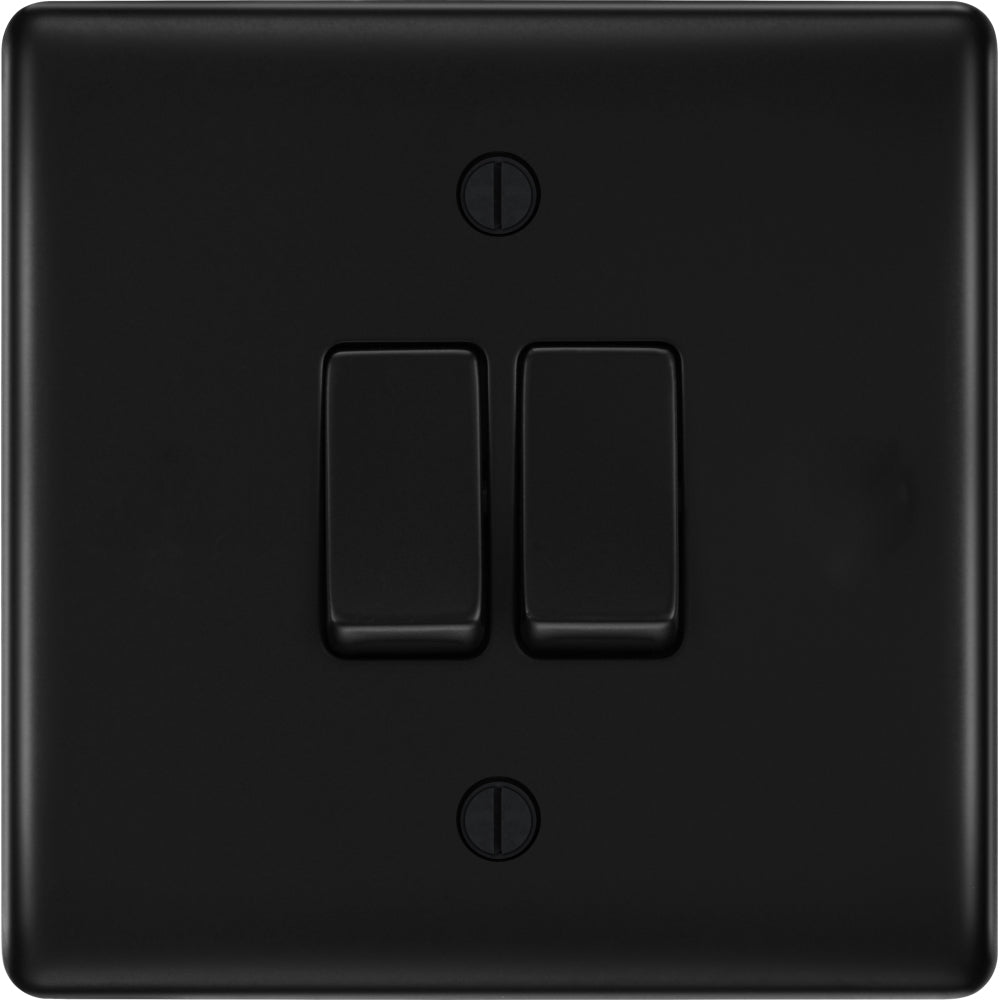 BG Nexus Metal Matt Black 2 Gang Intermediate Light Switch NFB2GINT - Perfect for Home, Office & Commercial Electrical Installations