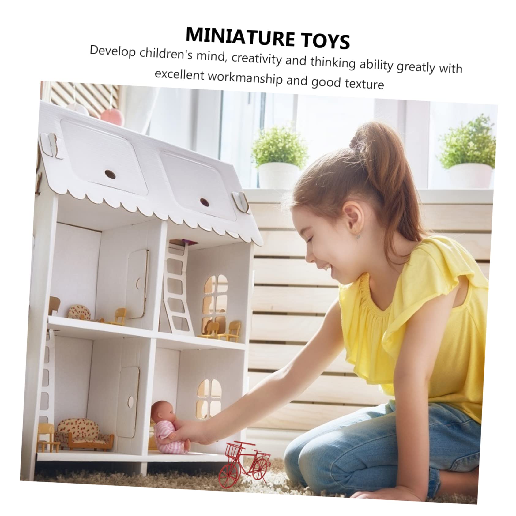 Holibanna Mini Metal Bike Toy - Red Iron Miniature Bicycle for Dolls, Tabletop Decor & Motorcycle Models | Perfect for Collectors, Parent-Child Play & Home Decoration