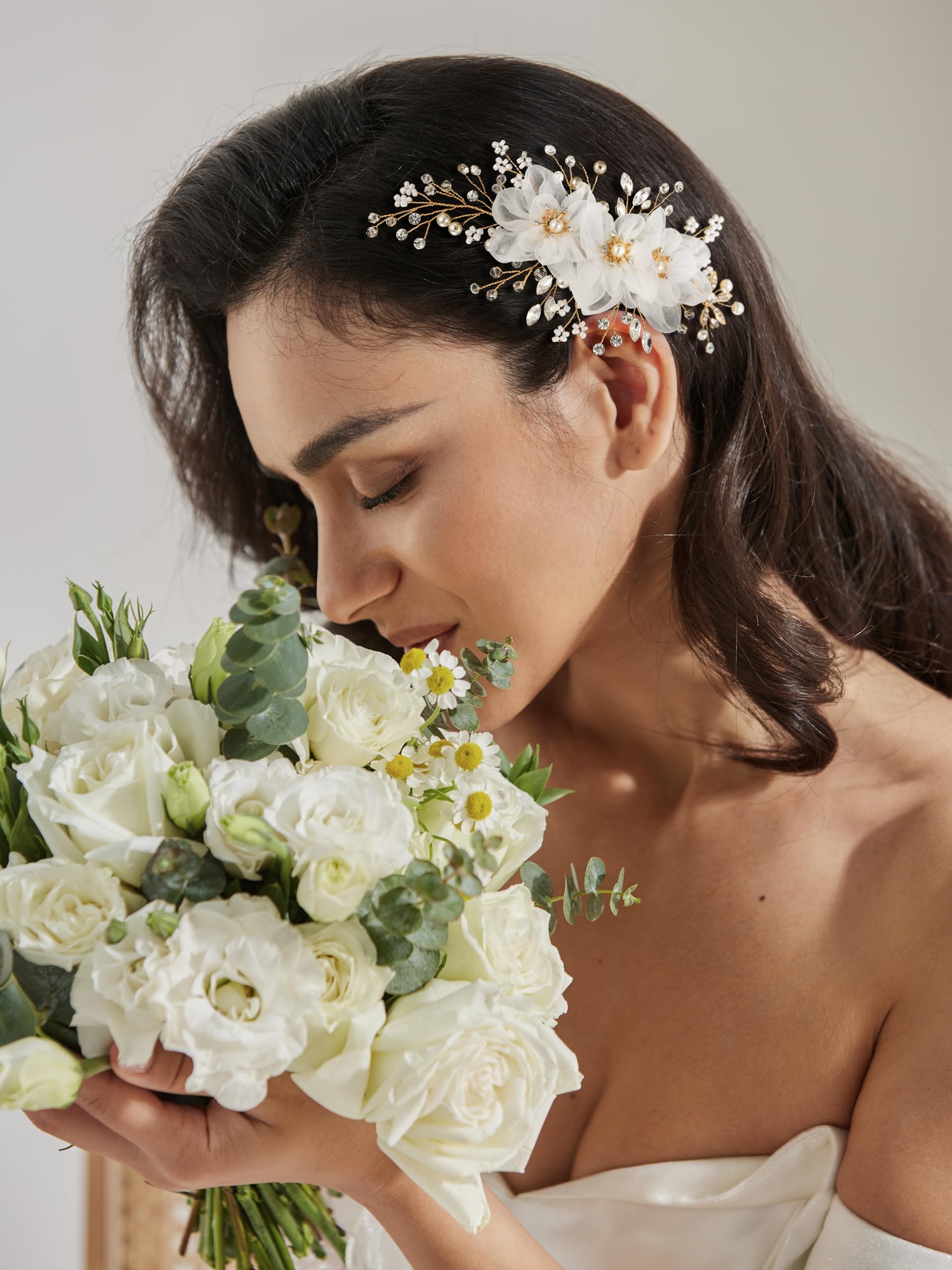 SWEETV Pearl and Leaf Hair Comb Pins - Elegant Bridal Hair Accessories for Wedding, Party, Prom | Perfect for Brides, Bridesmaids, and Special Occasions