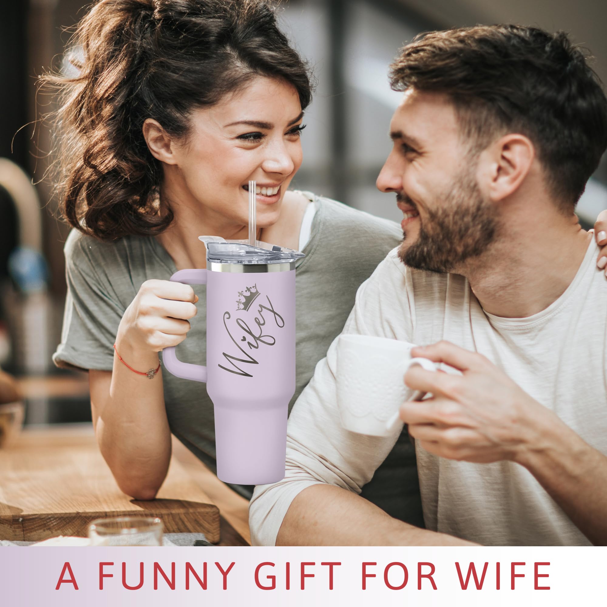 40oz Purple Stainless Steel Tumbler - Romantic Love Cup for Wife | Perfect Wedding Anniversary, Birthday, Valentine's Day, Mother's Day & Christmas Gift for Her | Insulated Travel Mug for Coffee, Tea & Cold Drinks | Ideal for Home, Office & Outdoor Use