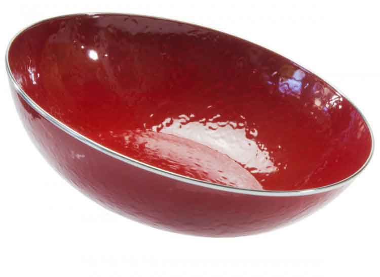 Premium 5 Quart Solid Red Enamel Serving Bowl - Durable & Stylish for Kitchen, Dining, Picnics & Outdoor Entertaining