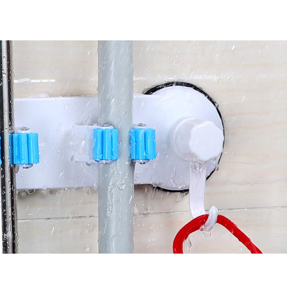Bathroom Suction Cup Mop Rack Hook - No Drill Wall-Mounted Broom Holder, Space-Saving Mop Hanger Clip for Toilet Cleaning Tools, Easy Installation White Organizer (40x11.5cm) - Perfect for Small Bathrooms, Kitchens and Utility Rooms