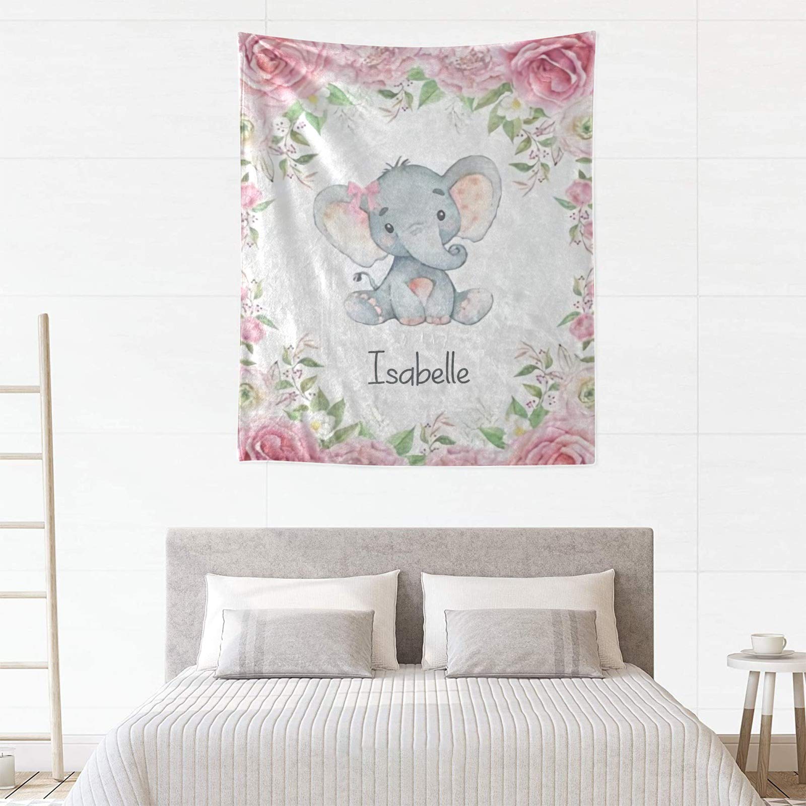 Custom Personalized Pink Rose Elephant Baby Blanket - Super Soft Fleece Nursery Blanket for Boys & Girls (30x40 Inches) | Perfect for Baby Showers, Birthdays & Nursery Decor