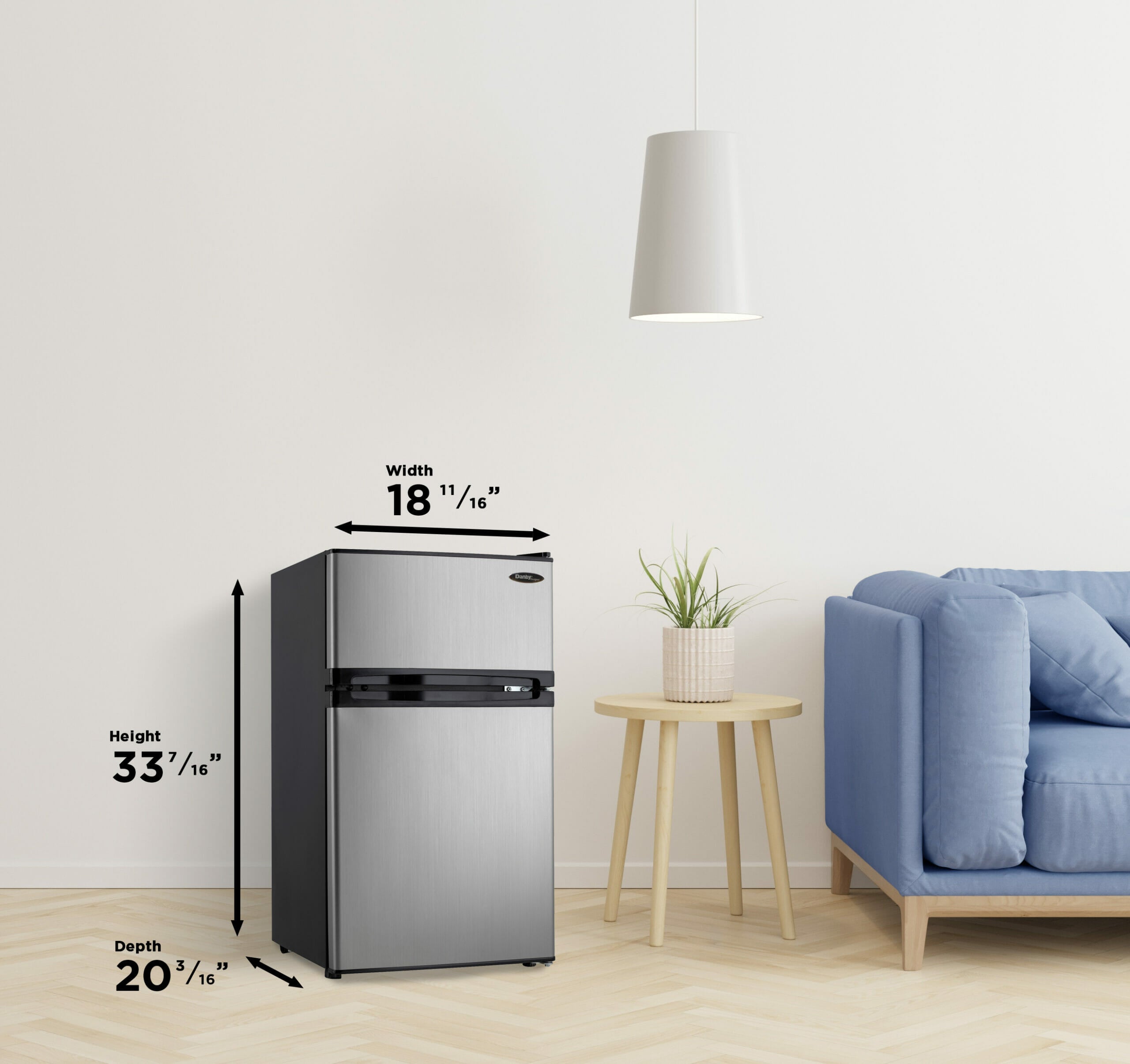Danby DCR031B1BSLDD 3.1 cu ft Compact Refrigerator - Stainless Steel 2-Door Mini Fridge for Dorm, Office, Bedroom & Small Spaces - Energy Efficient & Quiet Cooling