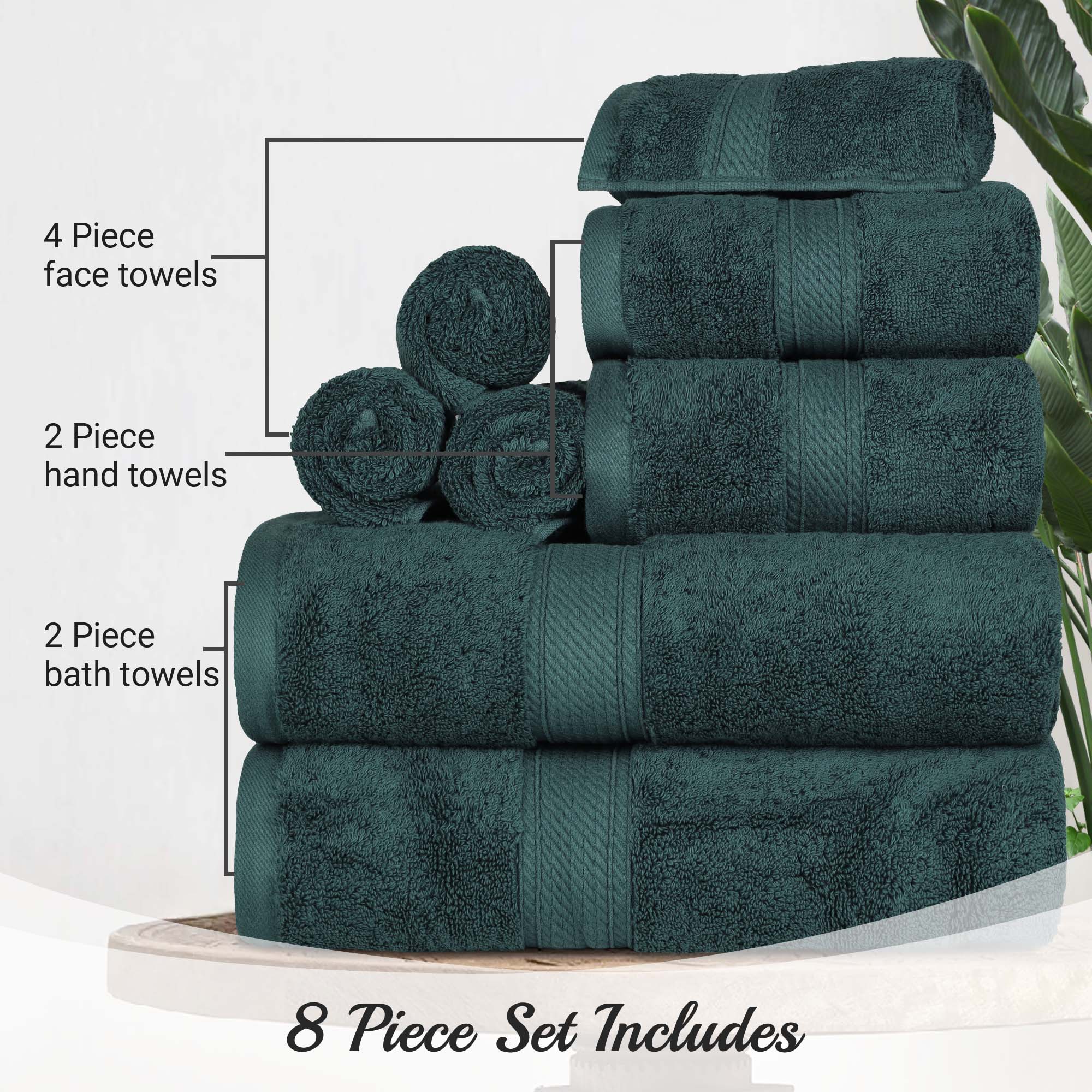 Premium 8-Piece Egyptian Cotton Towel Set - Ultra Soft, Heavyweight & Plush for Bath, Spa & Luxury Home Decor
