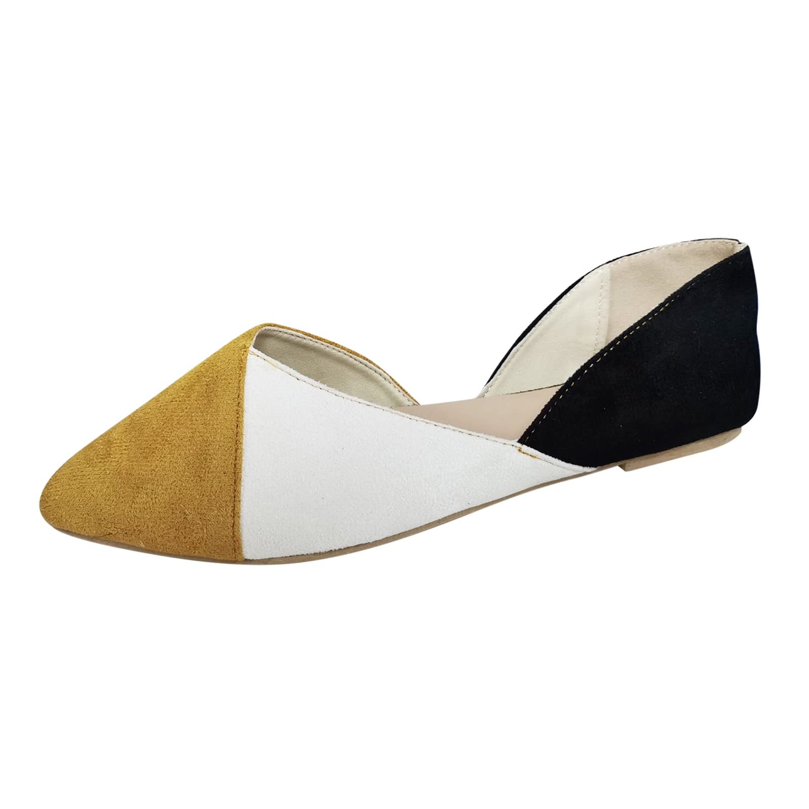 MLAGJSS Women's Pointed Toe Slip-On Loafers - Comfortable Color Block Flats for Work, Office & Casual Wear | Dress Shoes for Women | Non-Slip Work Shoes for Professionals & Daily Use