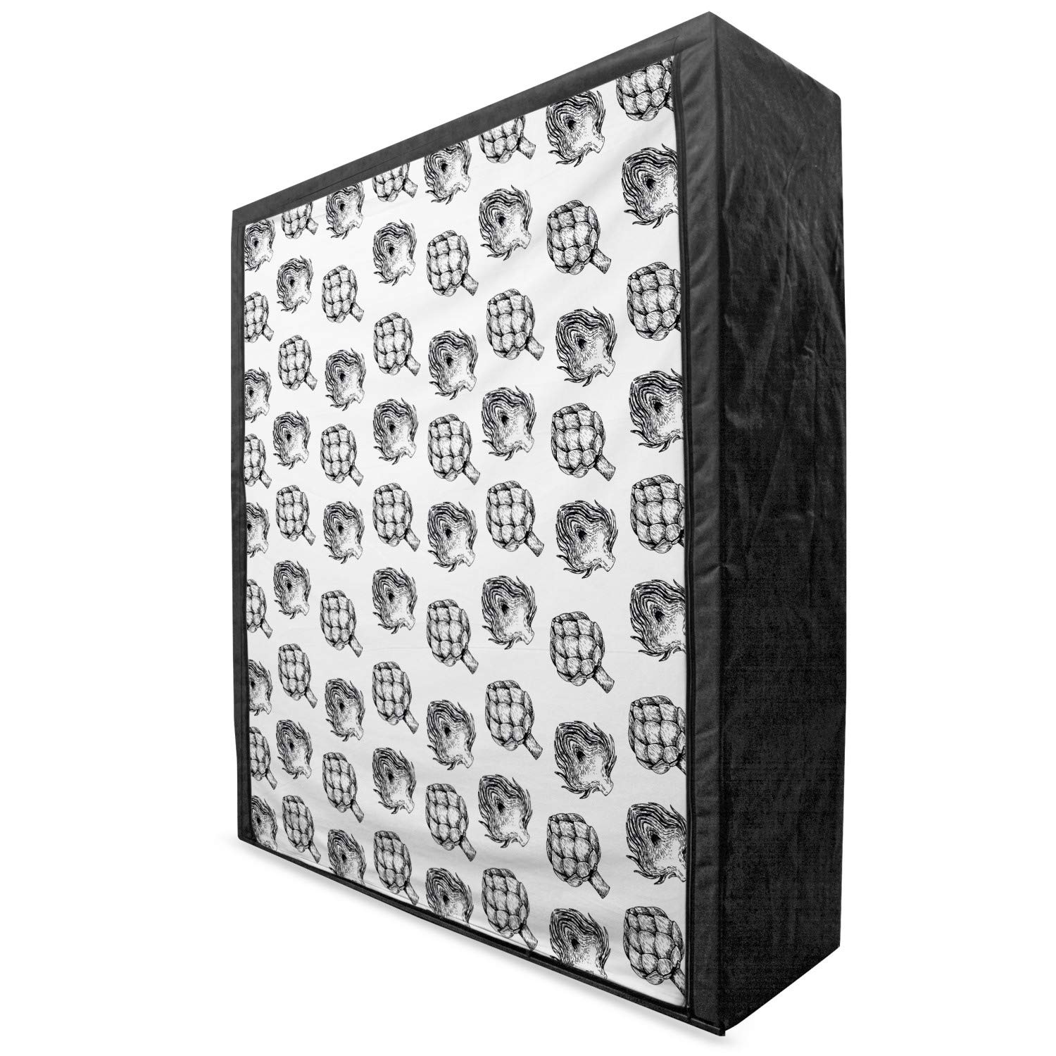 Ambesonne Black and White Artichoke Portable Fabric Wardrobe - 59