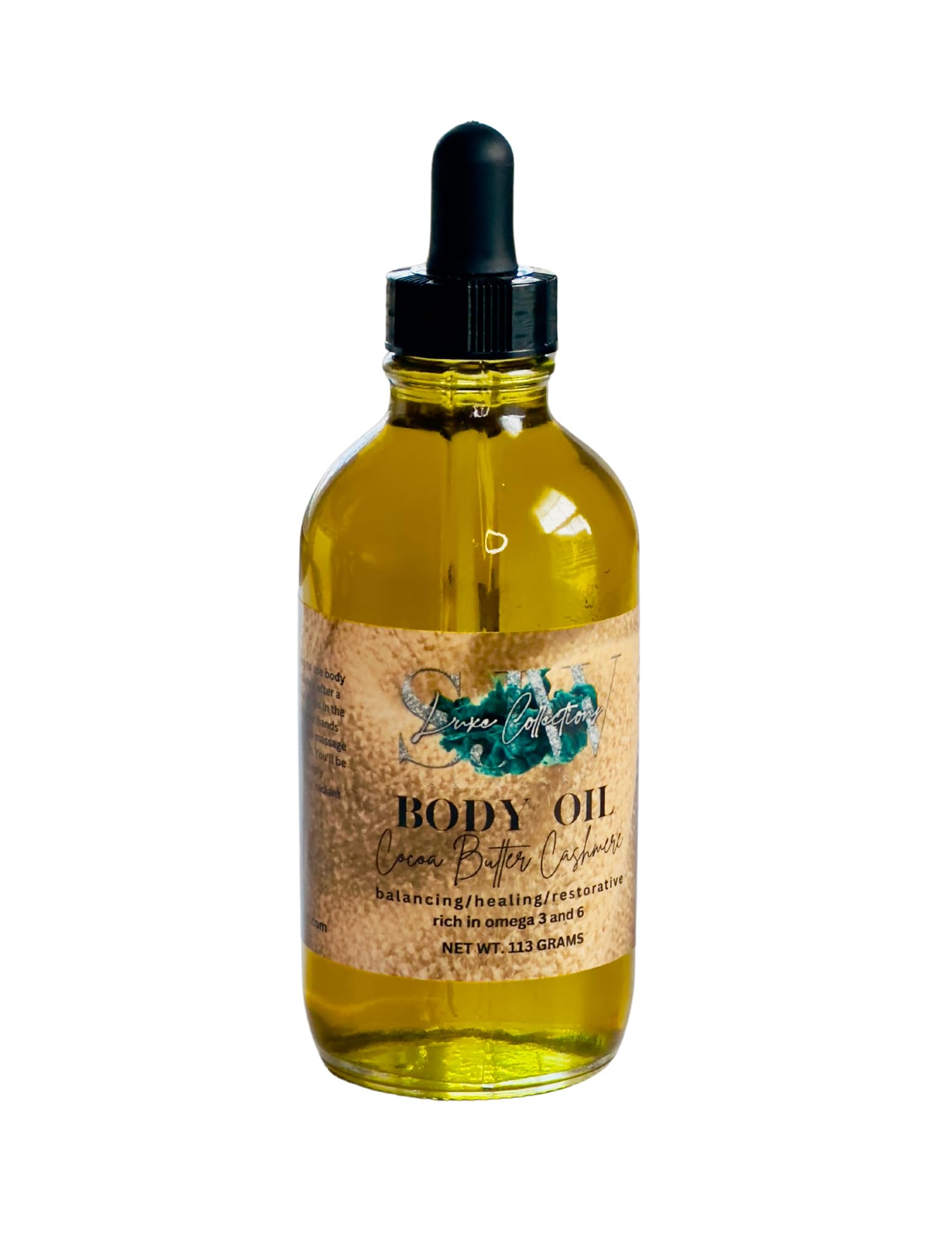 Organic Cocoa Butter & Cashmere Body Oil for Dry Skin - Hydrating & Nourishing Moisturizer for Women & Men - Perfect for Massage, After Shower & Nighttime Skincare Routine