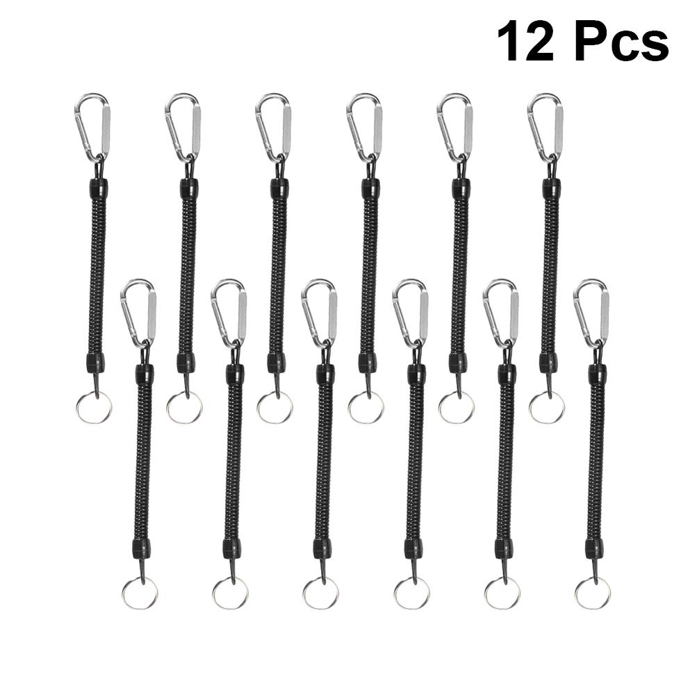 12pcs Retractable Coiled Tether Cords for Fishing Rods & Gear - Durable Fishing Lanyards for Anglers